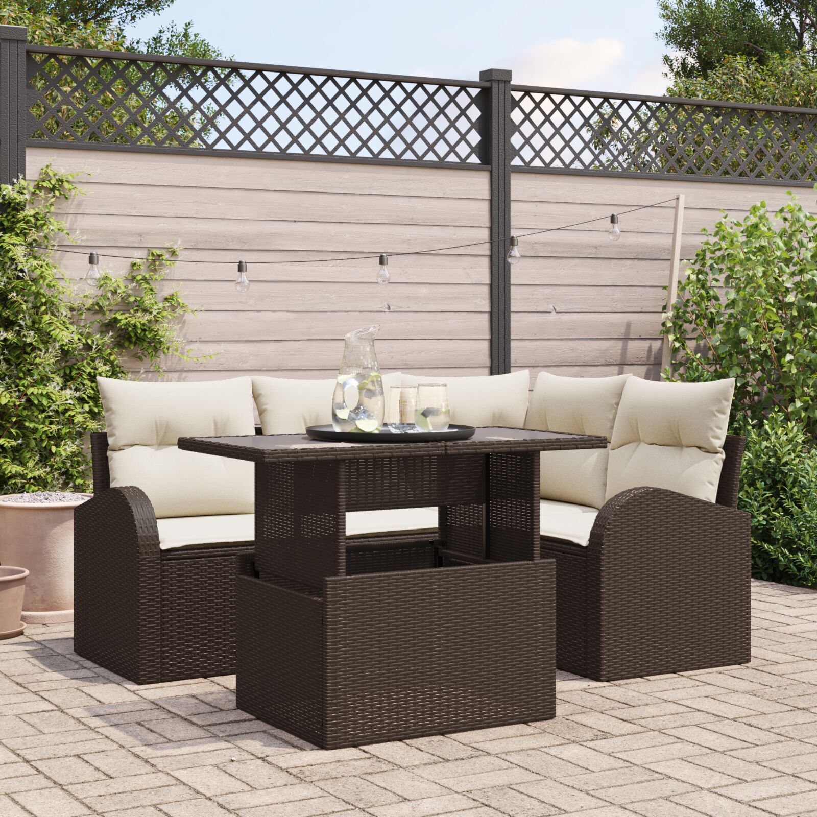 vidaXL Set de canapele pentru grădină 5 pcs Maro 100 x 55 x 73 cm