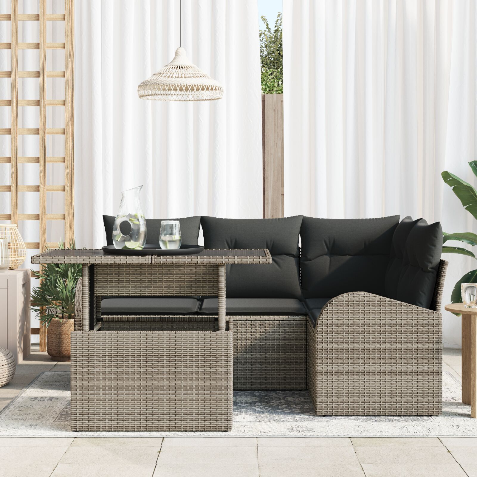 vidaXL Set de canapele pentru grădină 5 pcs Gri 100 x 55 x 73 cm