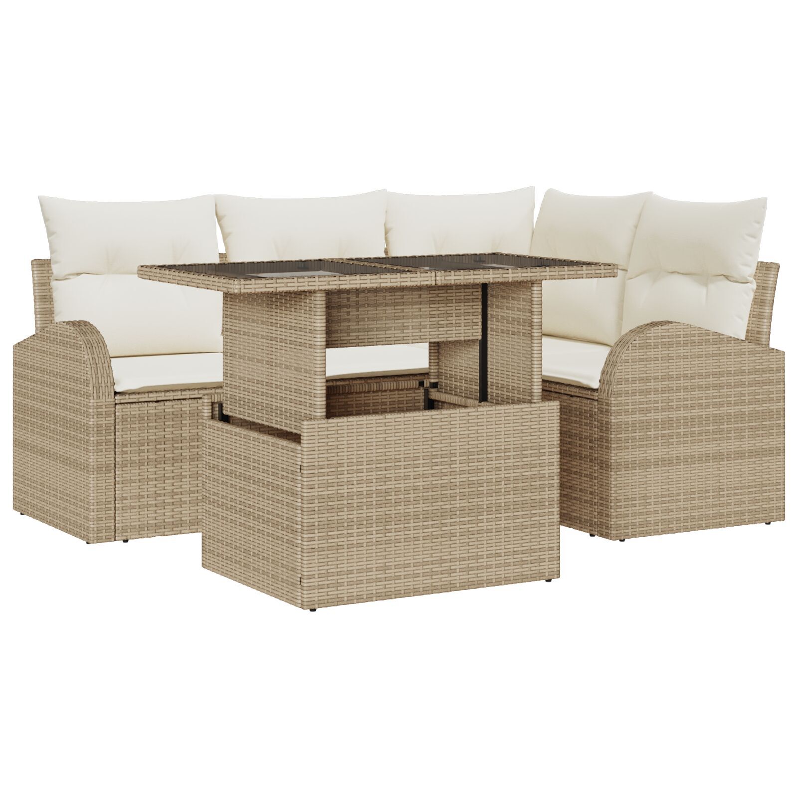 vidaXL Set de canapele pentru grădină 5 pcs Bej 100 x 55 x 73 cm