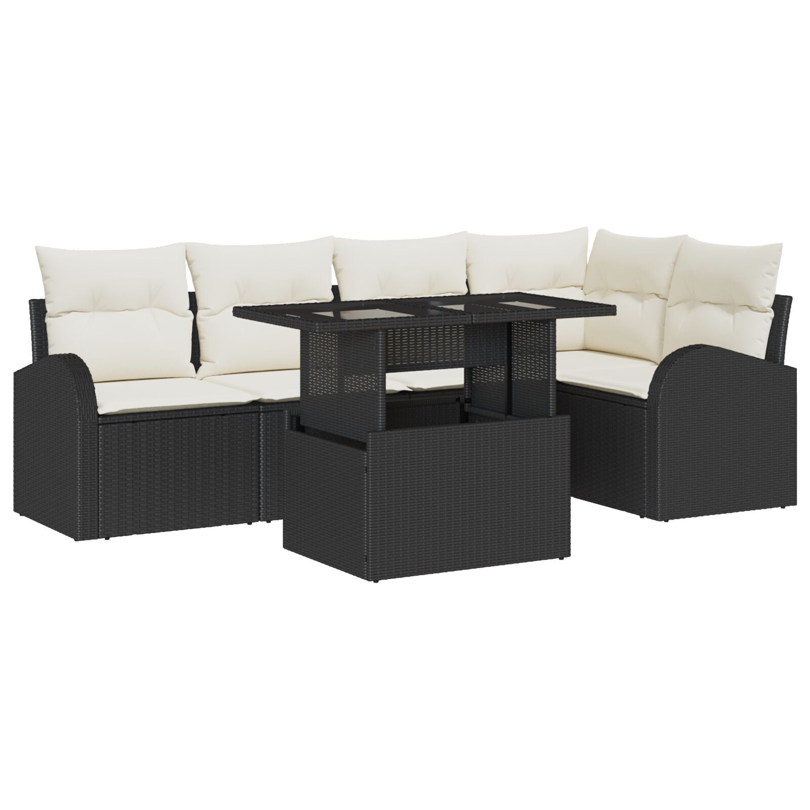 vidaXL Set de canapele pentru grădină 6 pcs Negru 100 x 55 x 73 cm
