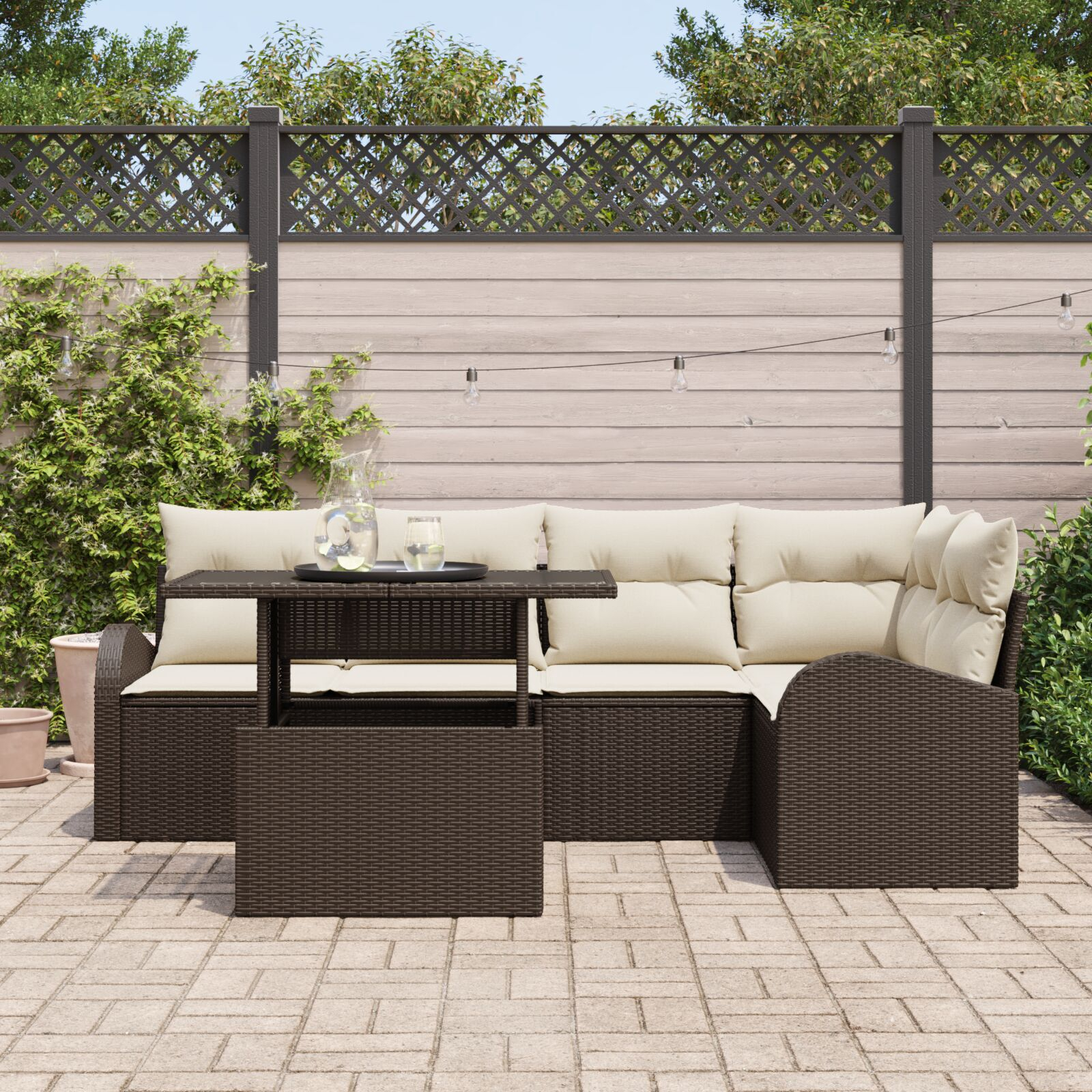 vidaXL Set de canapele pentru grădină 6 pcs Maro 100 x 55 x 73 cm