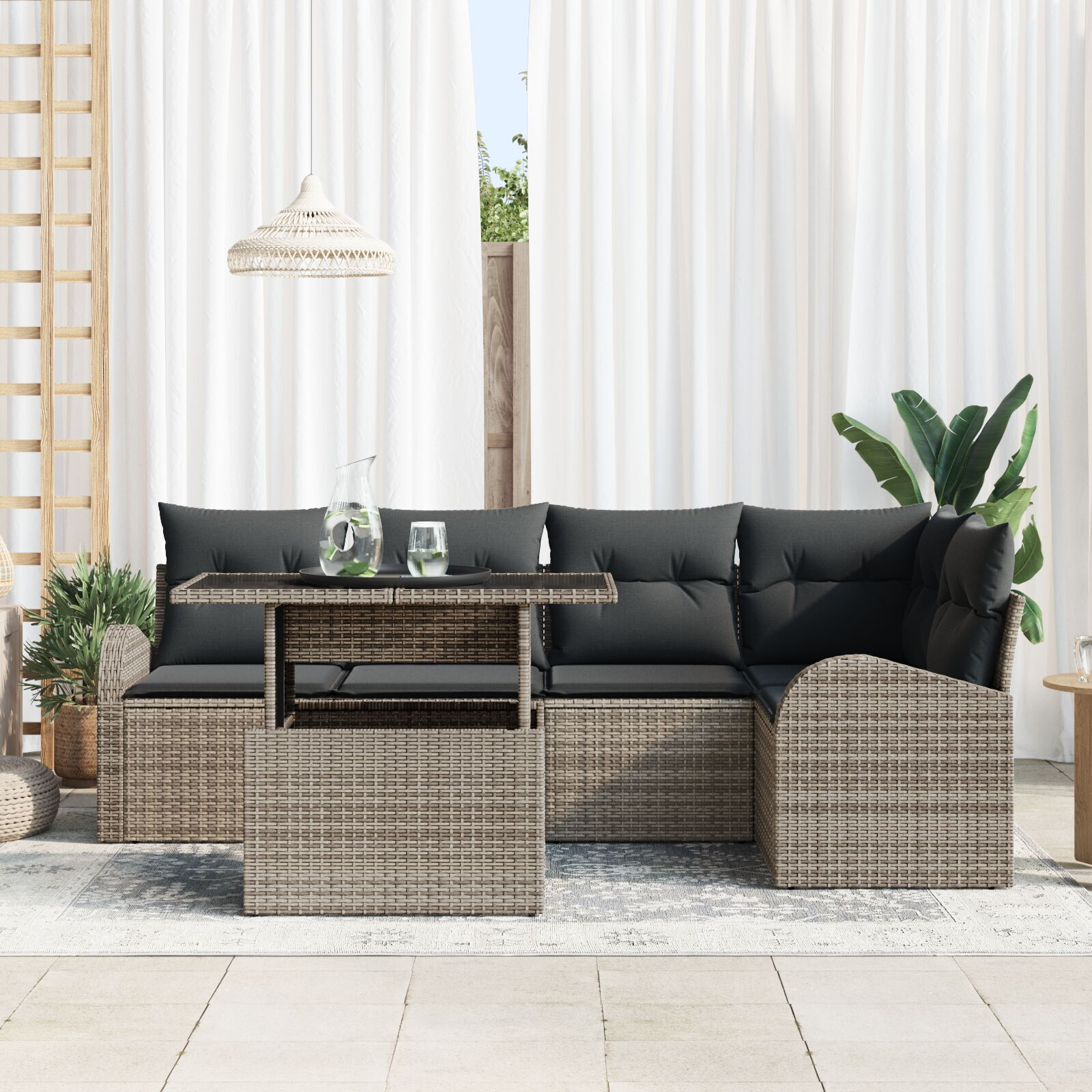 vidaXL Set de canapele pentru grădină 6 pcs Gri 100 x 55 x 73 cm