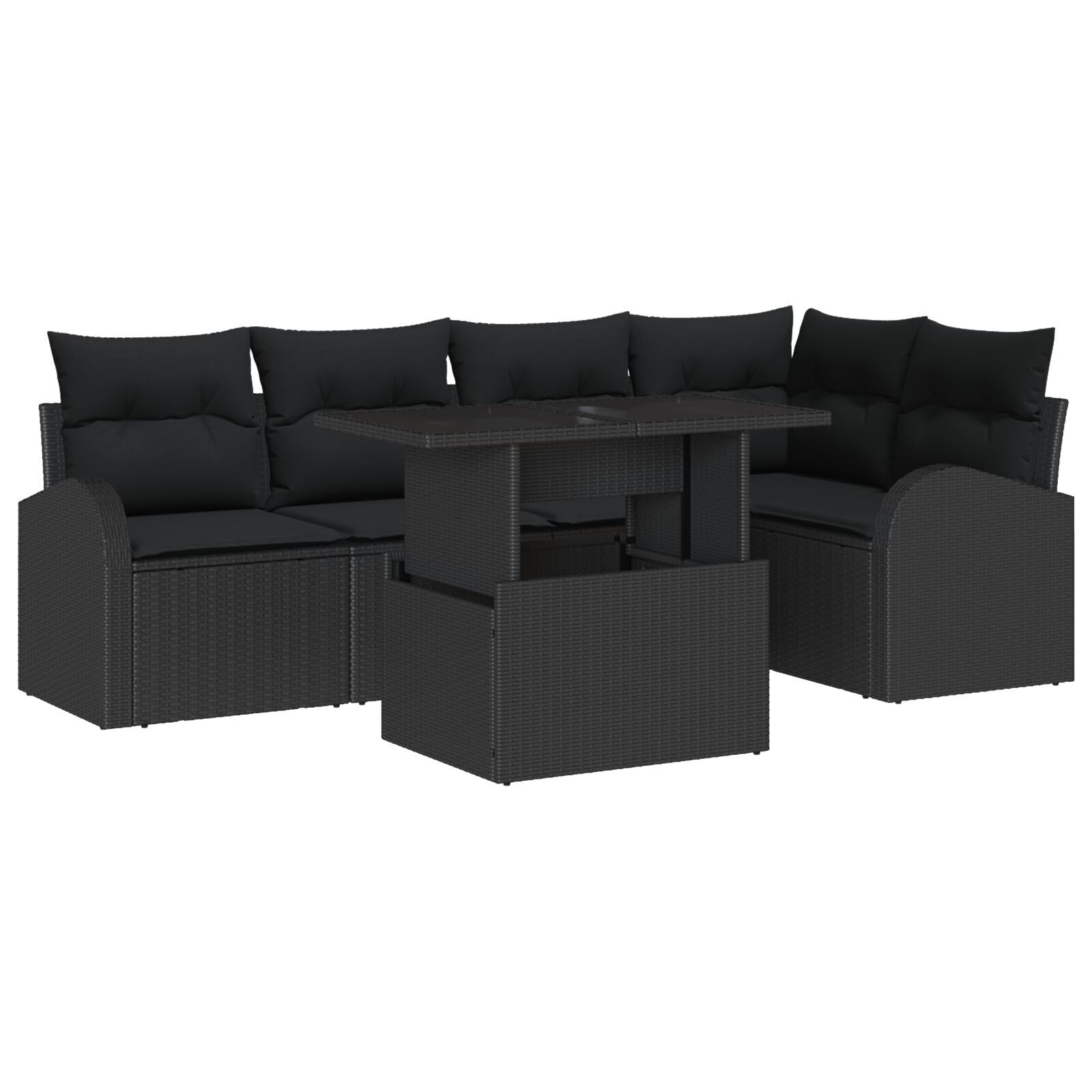 vidaXL Set de canapele pentru grădină 6 pcs Negru 100 x 55 x 73 cm