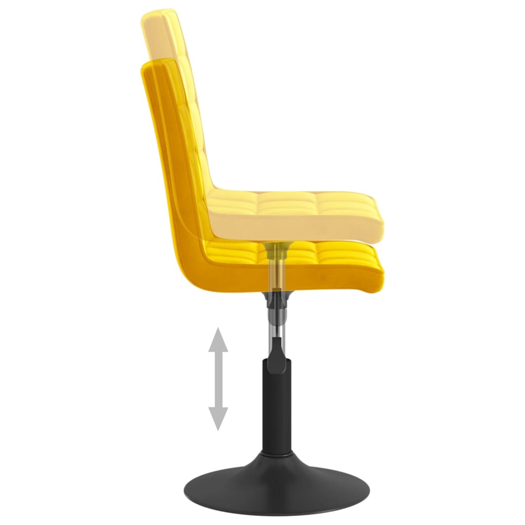 vidaXL Scaune de bucătărie pivotante, 2 buc., galben muștar, catifea