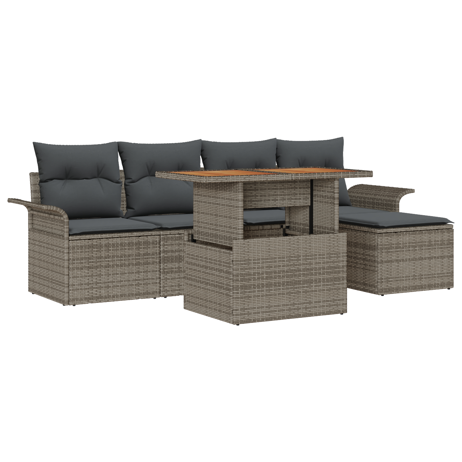 vidaXL Set de canapele pentru grădină 6 pcs Gri Rattan poli