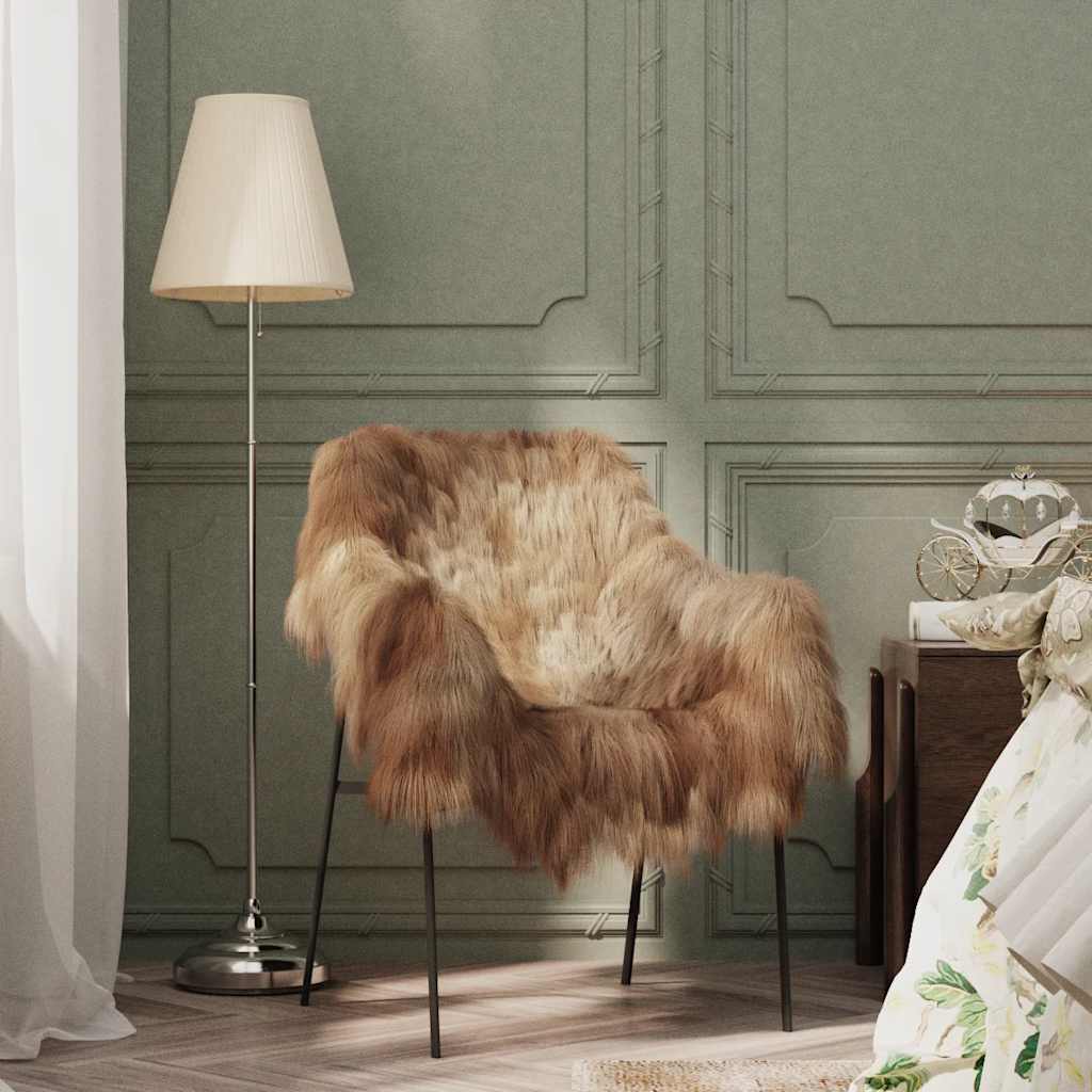 vidaXL Husă de scaun piele de oaie islandeză, maro, 70x110 cm vidaXL Husă de scaun piele de oaie islandeză, maro, 70x110 cm