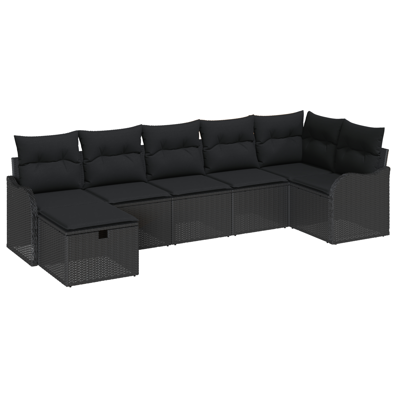 Set canapea de grădină vidaXL 7 piese cu perne Negru Ratan Poli Set canapea de grădină vidaXL 7 piese cu perne Negru Ratan Poli