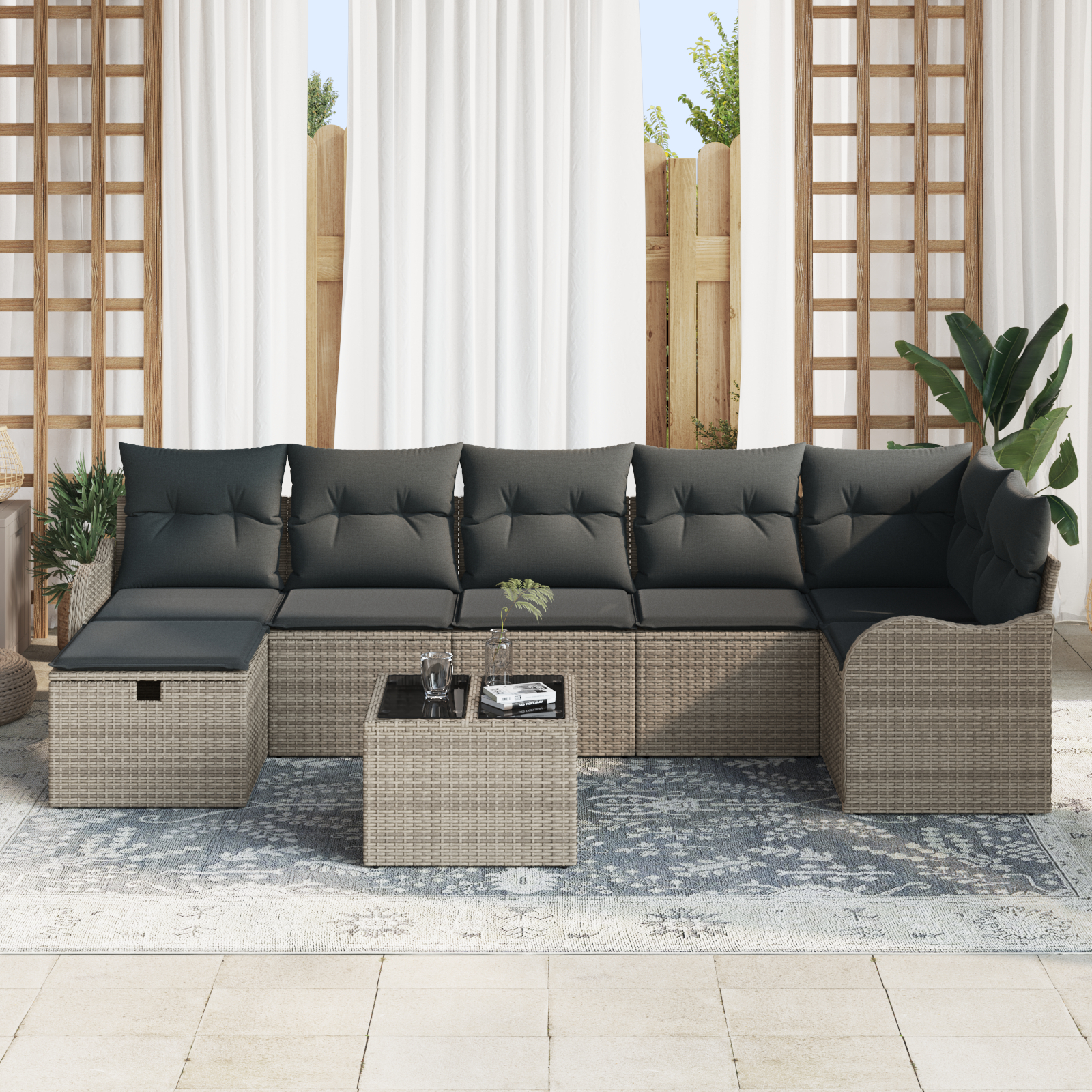 vidaXL Set de canapele pentru grădină 8 pcs Gri 287.5 x 122.5 x 85 cm