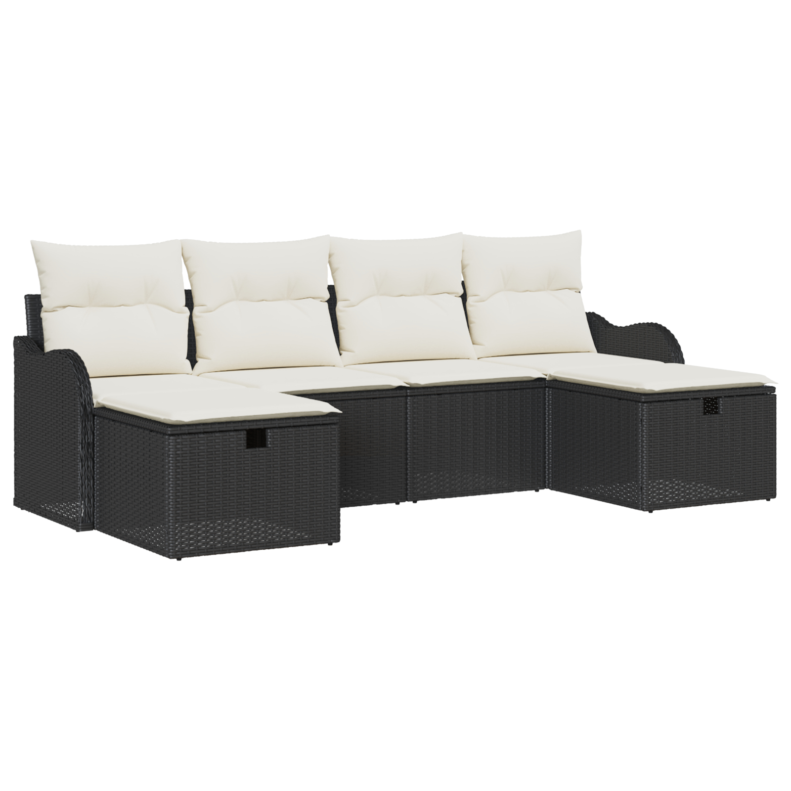 vidaXL Set de canapele pentru grădină cu pernă 6 pcs negru și crem vidaXL Set de canapele pentru grădină cu pernă 6 pcs negru și crem