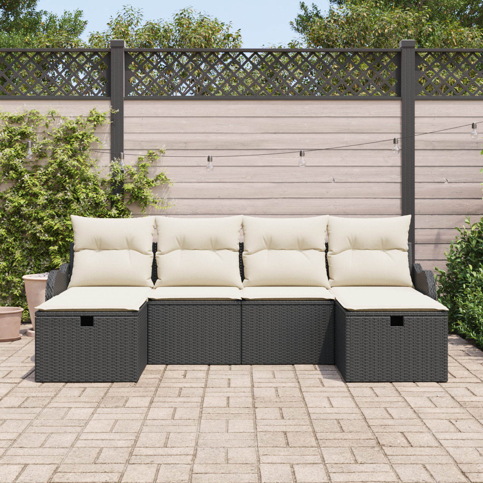 vidaXL Set de canapele pentru grădină cu pernă 6 pcs negru și crem vidaXL Set de canapele pentru grădină cu pernă 6 pcs negru și crem