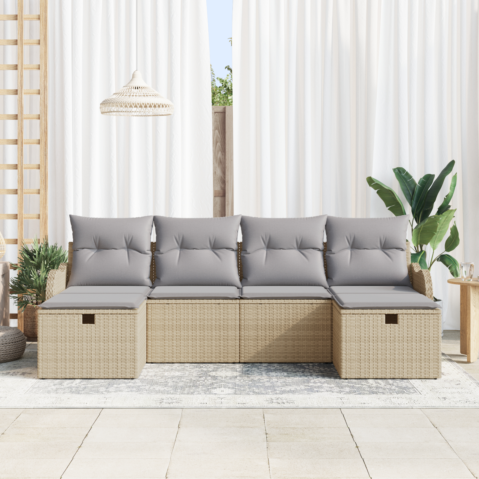 vidaXL Set de canapele pentru grădină 6 pcs bej și gri deschis