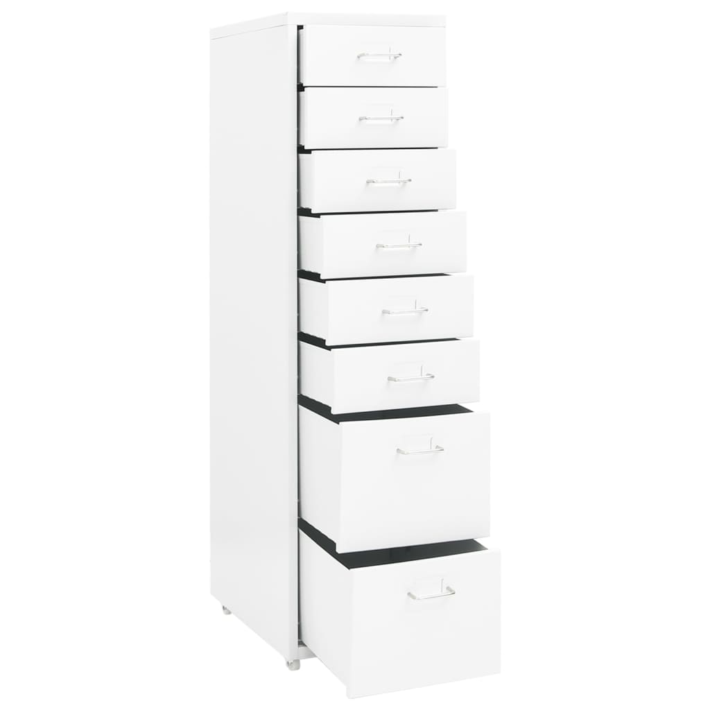 vidaXL Fișet mobil, alb, 28x41x109 cm, metal vidaXL Fișet mobil, alb, 28x41x109 cm, metal