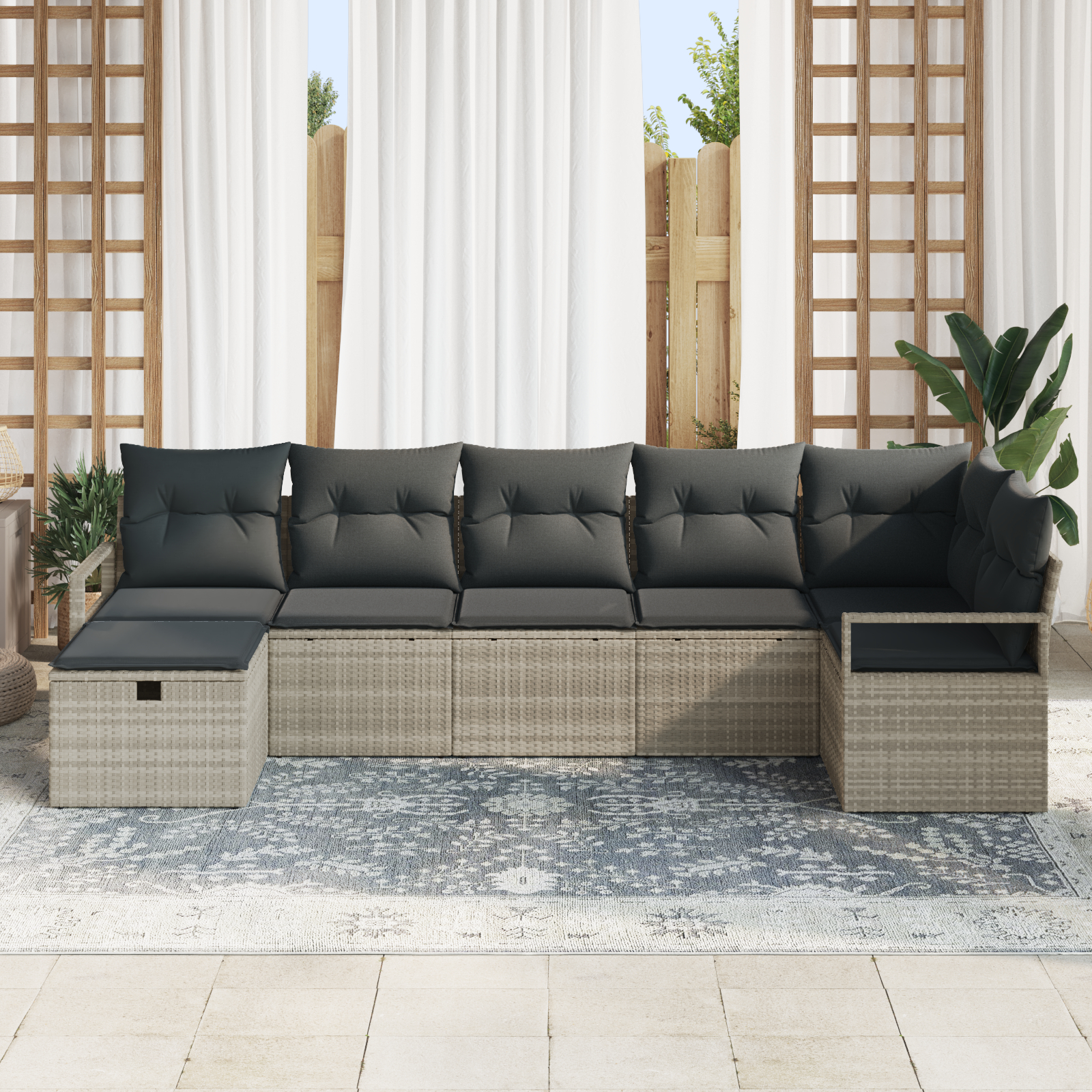 vidaXL Set de canapele pentru grădină cu pernă 7 pcs Gri deschis vidaXL Set de canapele pentru grădină cu pernă 7 pcs Gri deschis