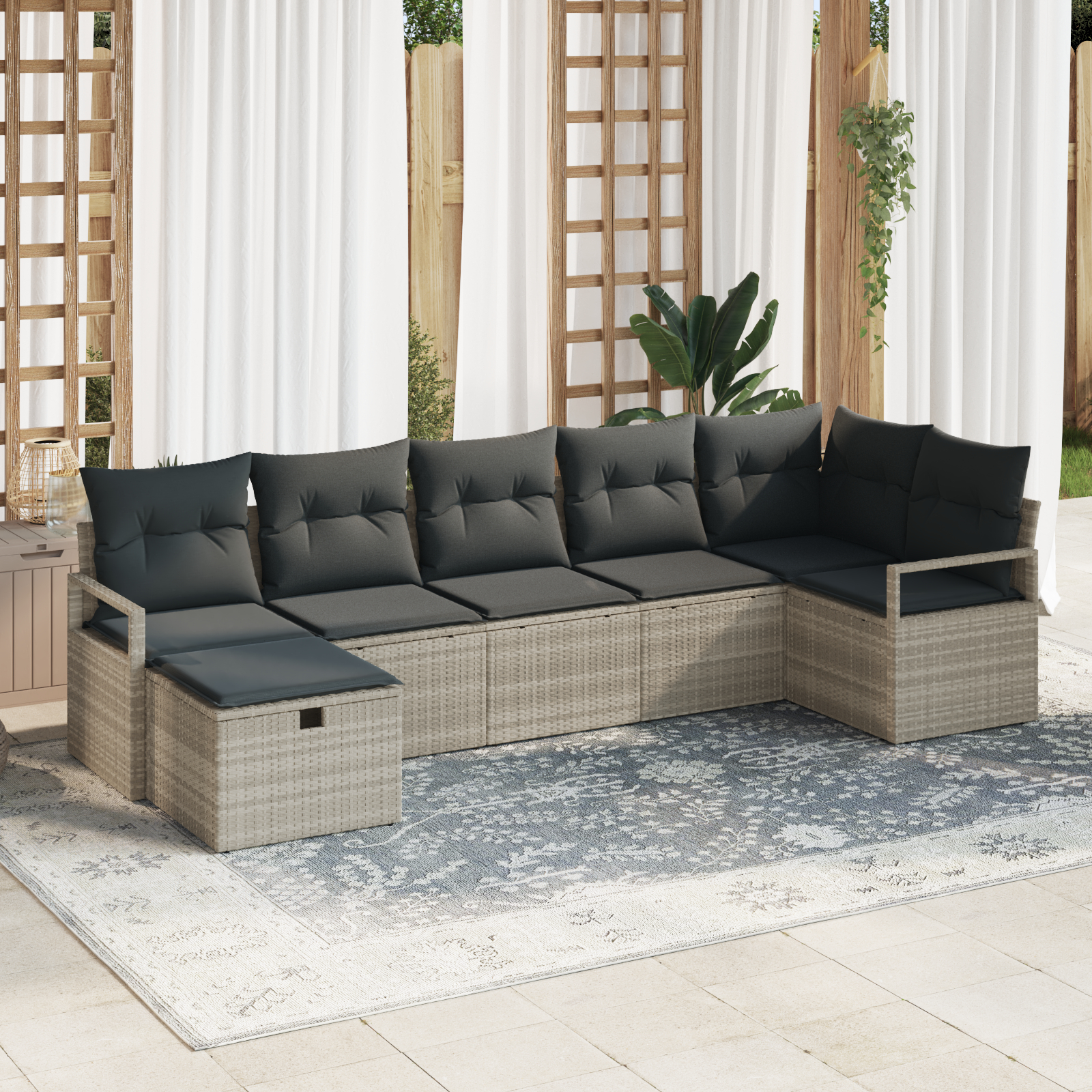 vidaXL Set de canapele pentru grădină cu pernă 7 pcs Gri deschis vidaXL Set de canapele pentru grădină cu pernă 7 pcs Gri deschis