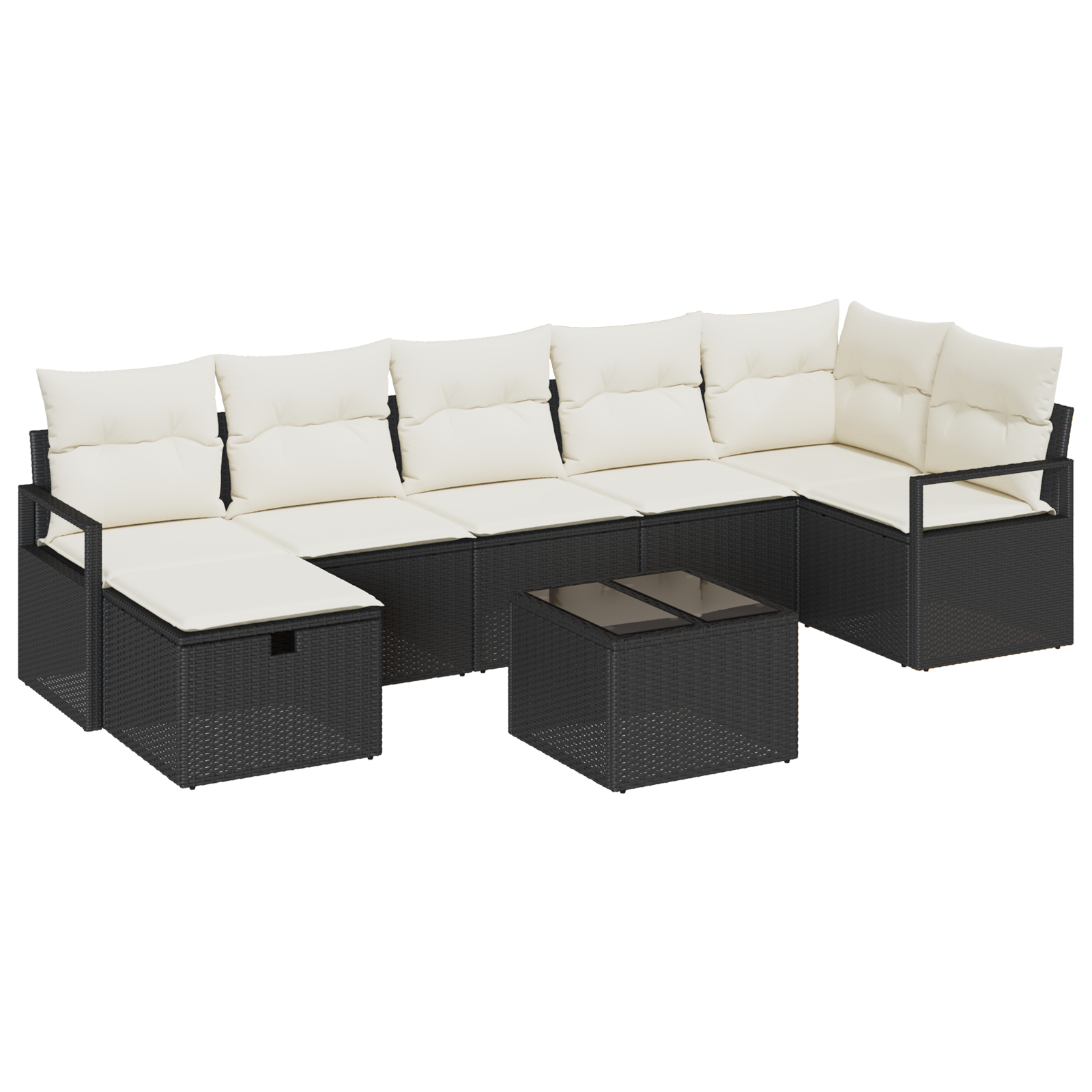 vidaXL Set de canapele pentru grădină cu pernă 8 pcs negru și crem