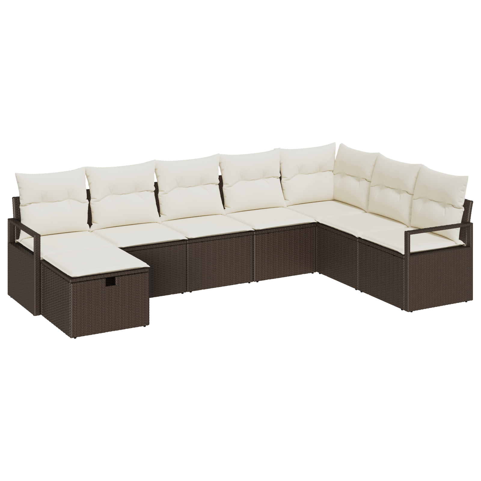 vidaXL Set de canapele pentru grădină cu pernă 8 pcs maro și crem