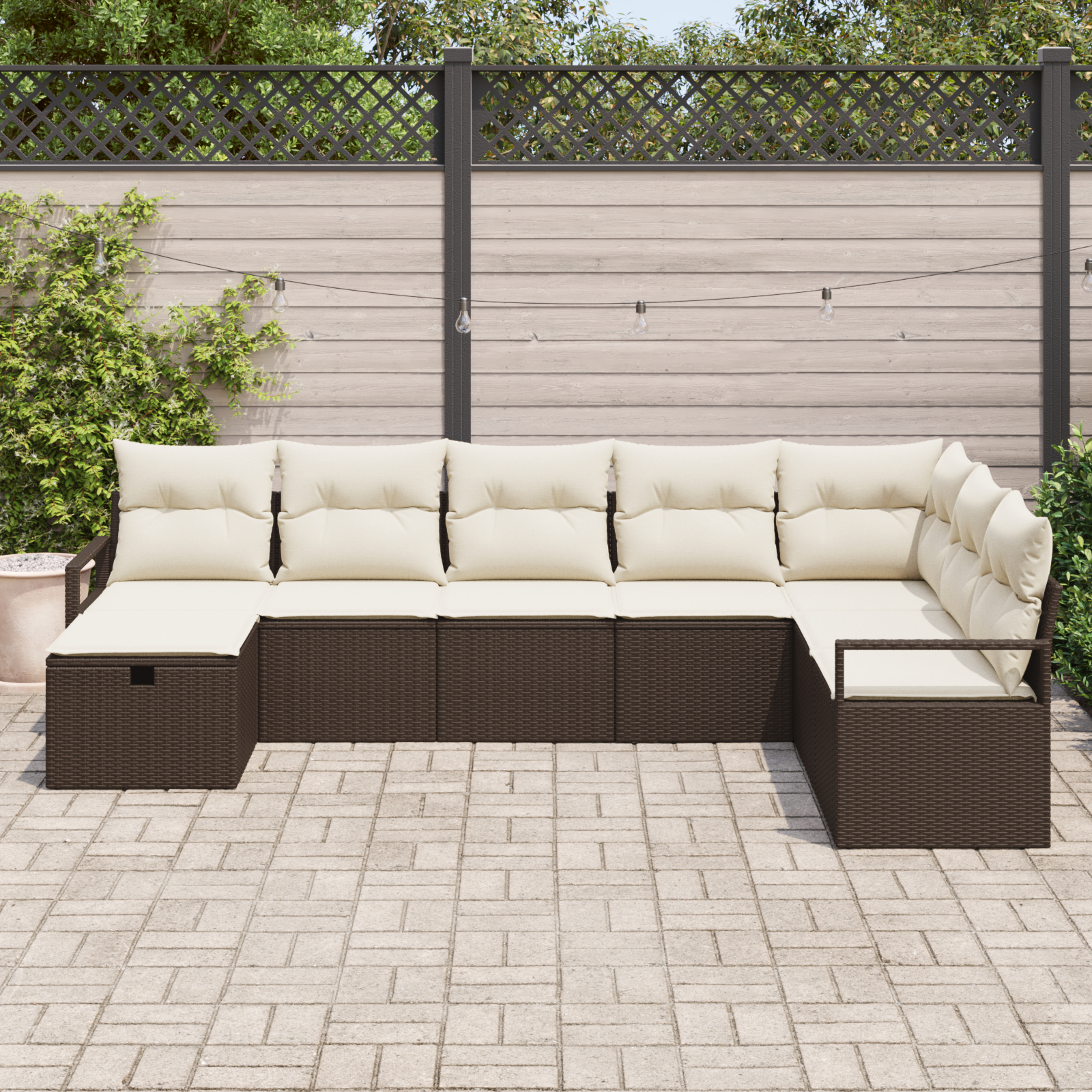 vidaXL Set de canapele pentru grădină cu pernă 8 pcs maro și crem