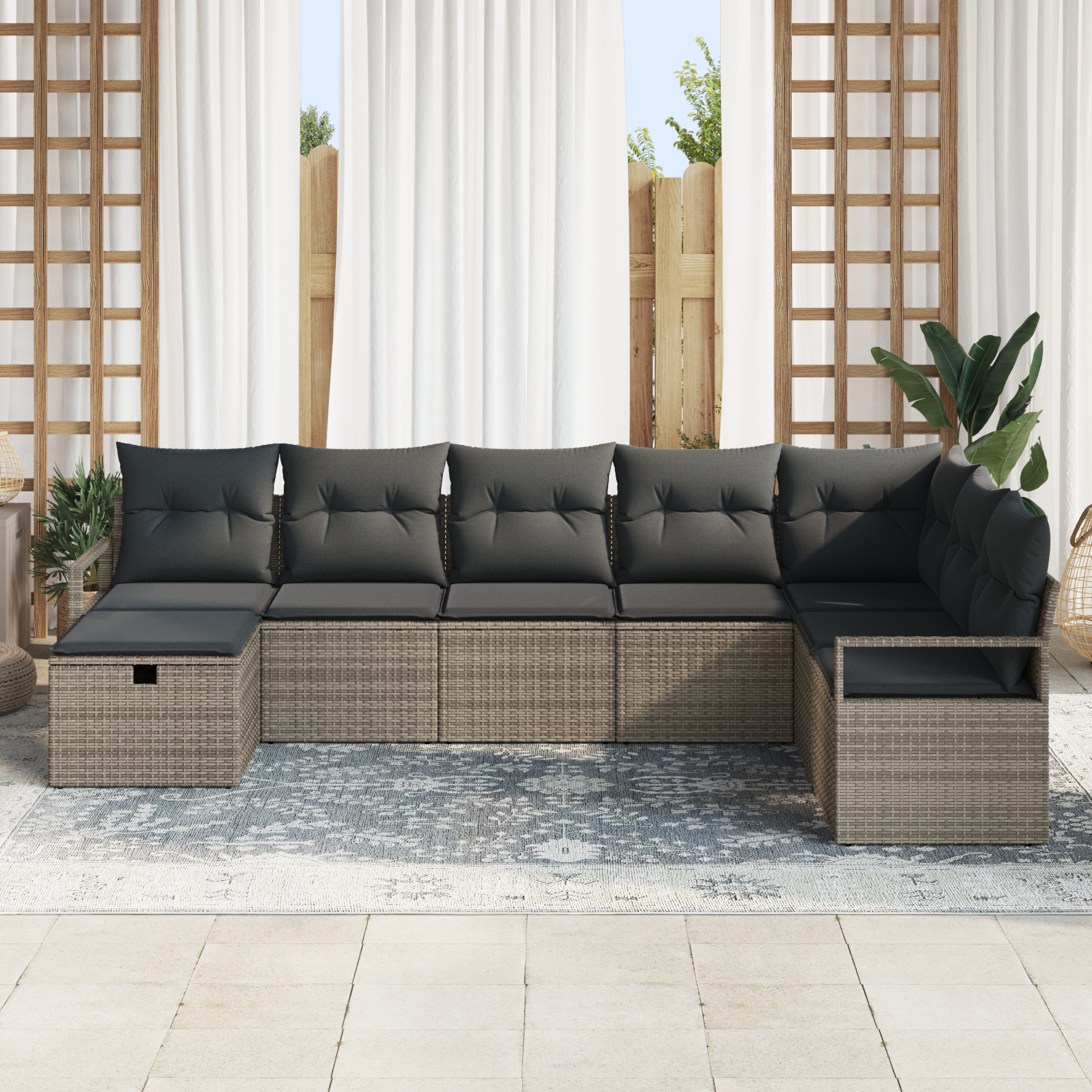 vidaXL Set de canapele pentru grădină 8 pcs Gri 287 x 177 x 85 cm