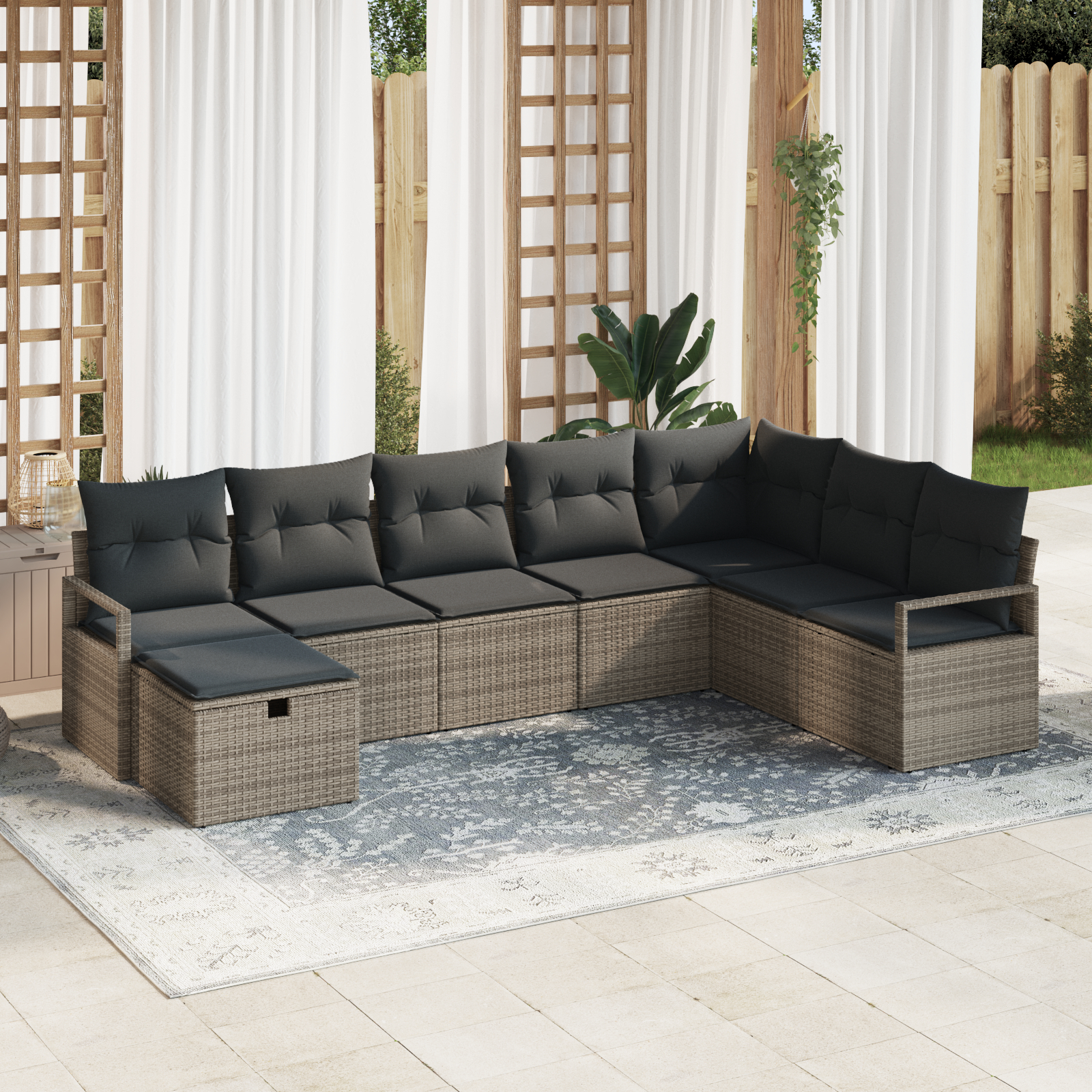 vidaXL Set de canapele pentru grădină 8 pcs Gri 287 x 177 x 85 cm