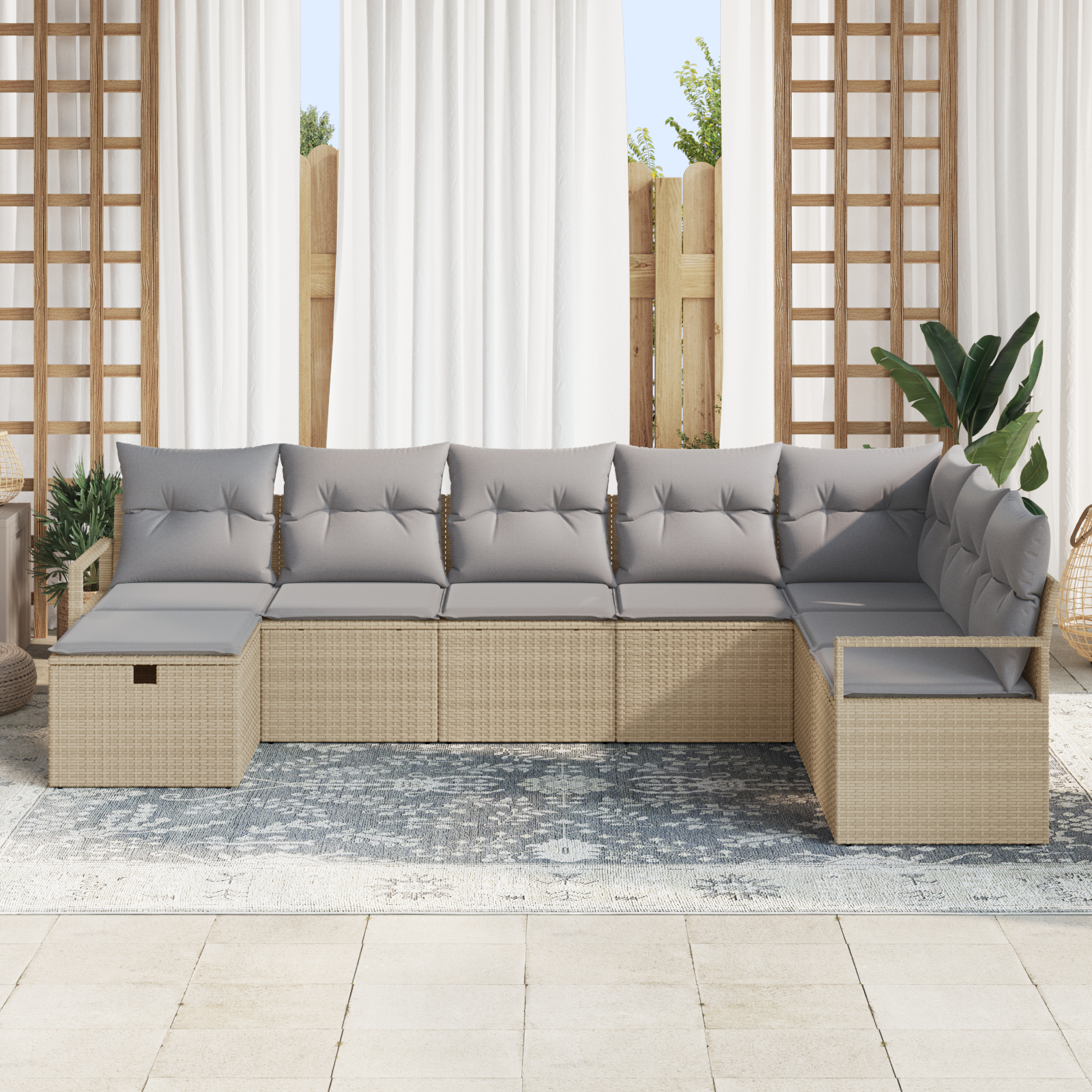 vidaXL Set de canapele pentru grădină 8 pcs bej și gri deschis