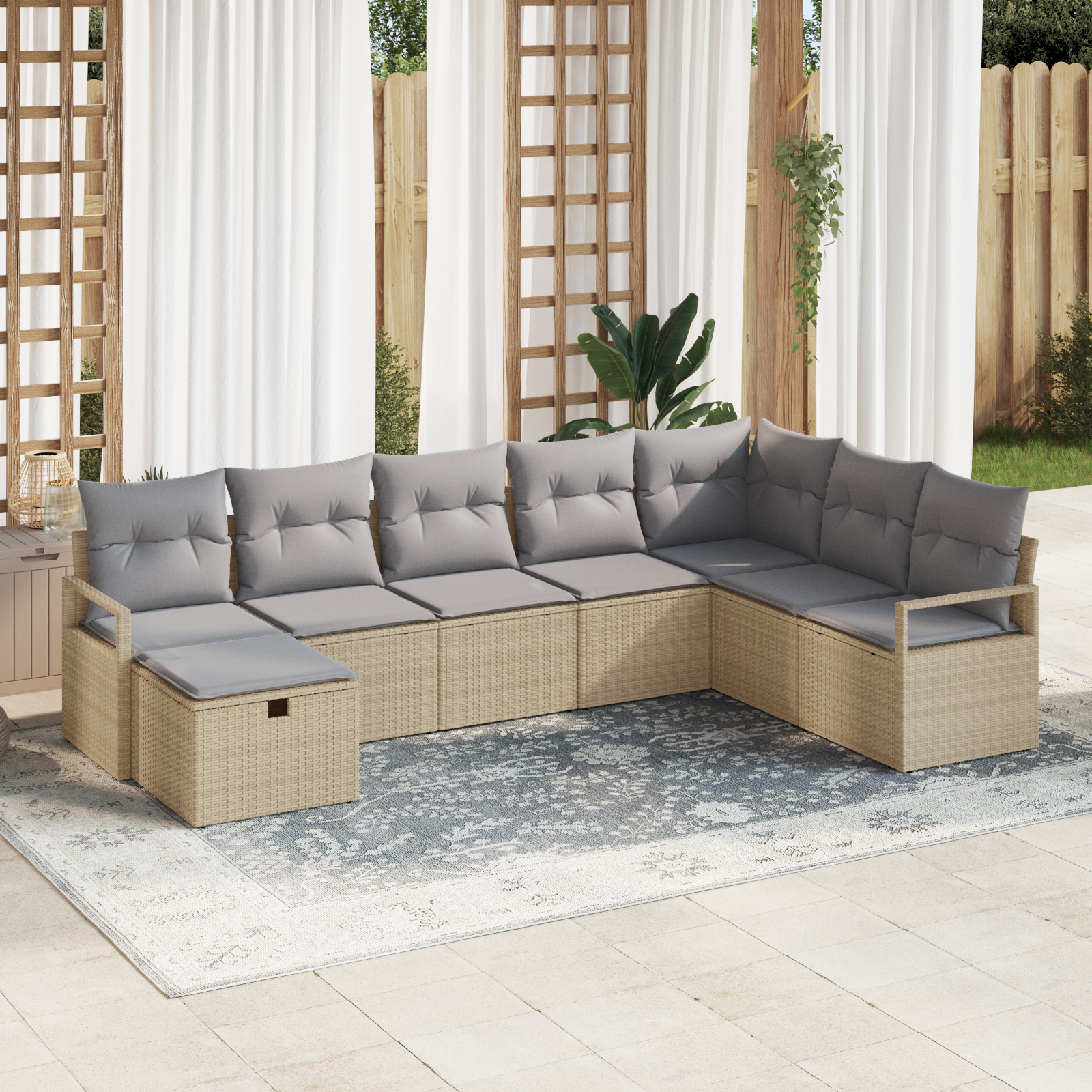 vidaXL Set de canapele pentru grădină 8 pcs bej și gri deschis