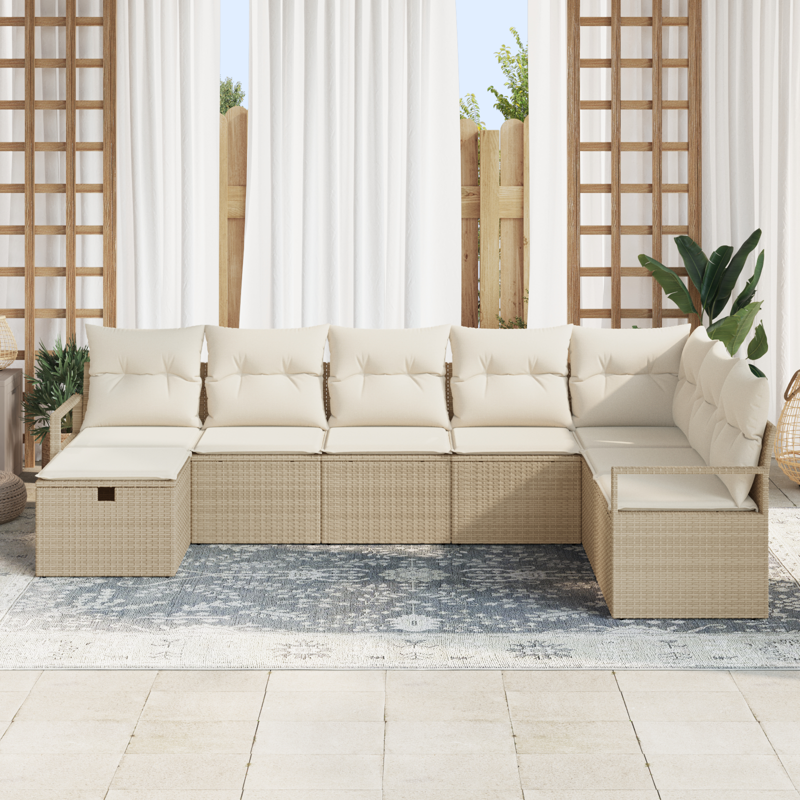 vidaXL Set de canapele pentru grădină cu pernă 8 pcs bej și crem