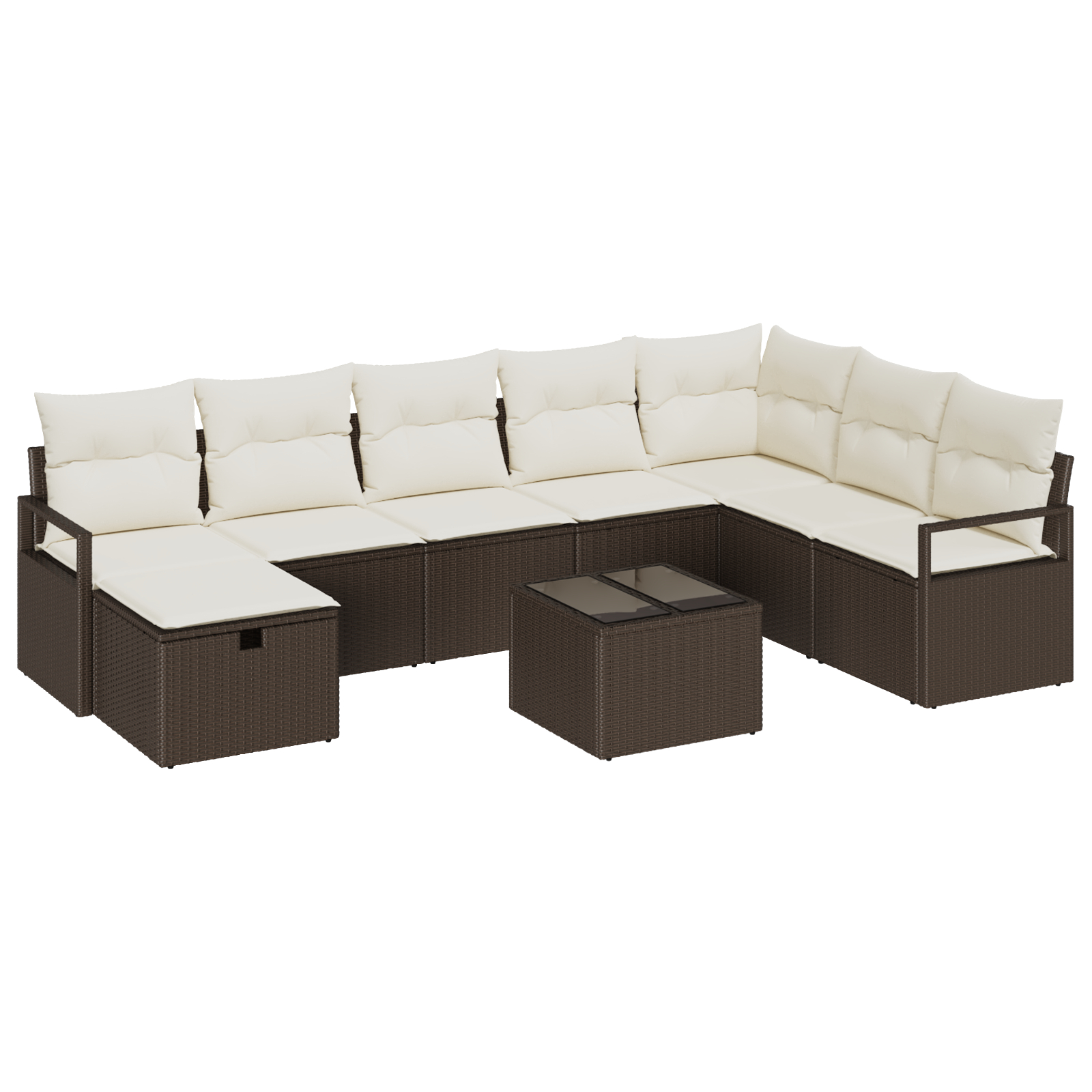 vidaXL Set de canapele pentru grădină cu pernă 9 pcs maro și crem