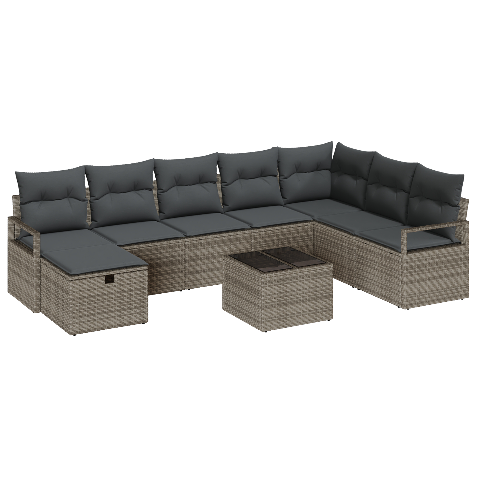 vidaXL Set de canapele pentru grădină 9 pcs Gri 287 x 177 x 85 cm vidaXL Set de canapele pentru grădină 9 pcs Gri 287 x 177 x 85 cm