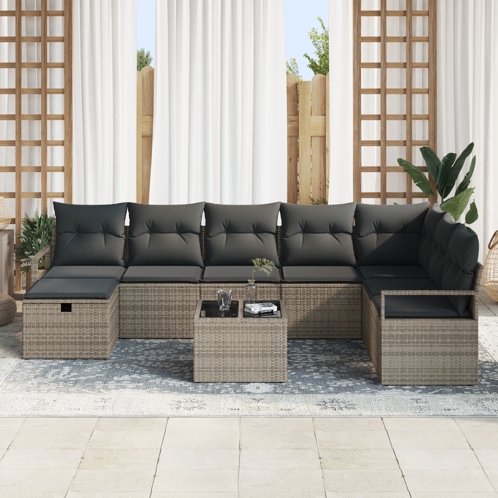 vidaXL Set de canapele pentru grădină 9 pcs Gri 287 x 177 x 85 cm vidaXL Set de canapele pentru grădină 9 pcs Gri 287 x 177 x 85 cm