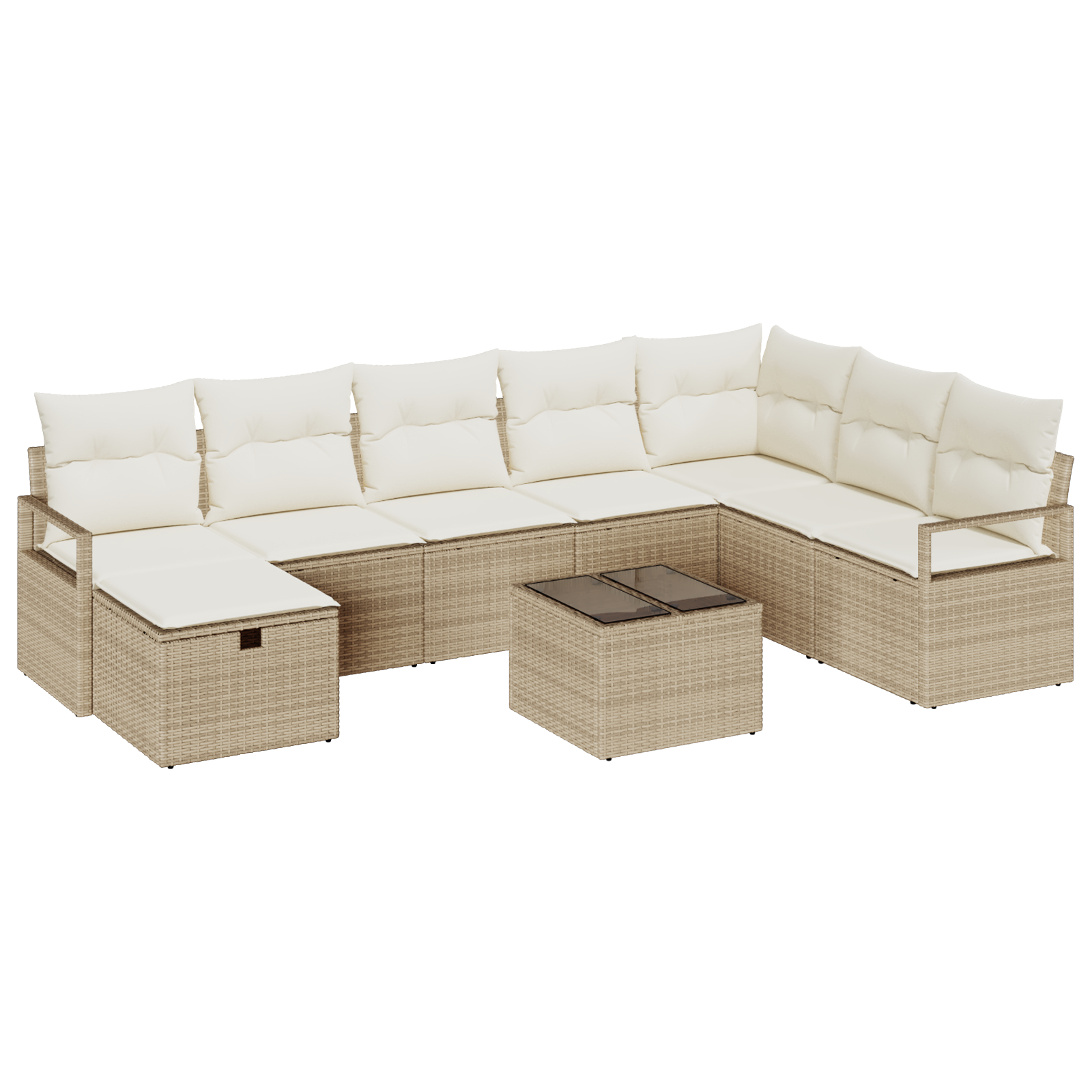 vidaXL Set de canapele pentru grădină cu pernă 9 pcs bej și crem