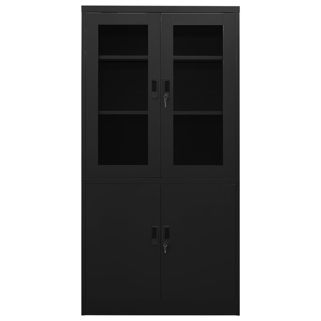 vidaXL Dulap de birou, negru, 90x40x180 cm, oțel