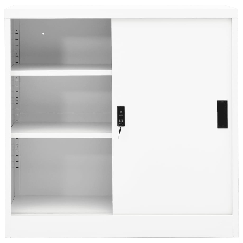 vidaXL Dulap de birou cu ușă glisantă, alb, 90x40x90 cm, oțel