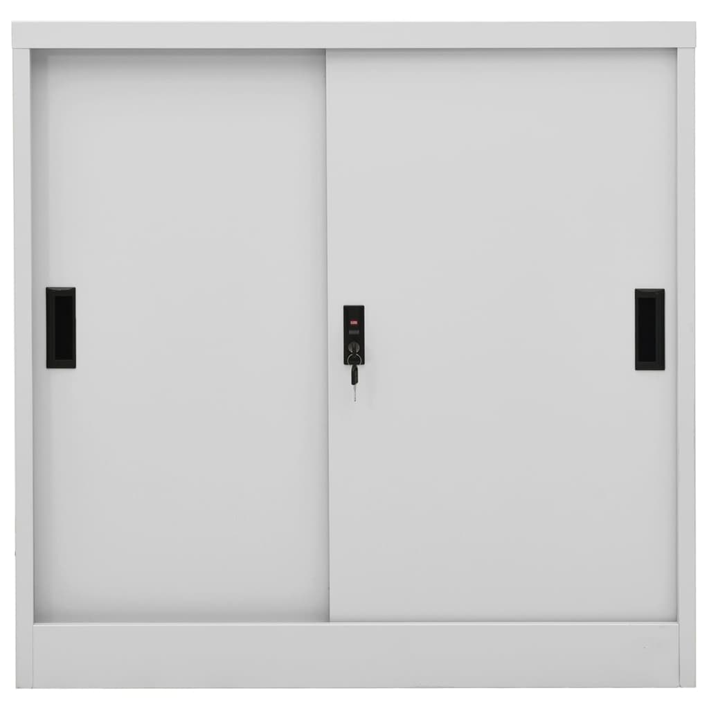 vidaXL Dulap de birou cu ușă glisantă, gri deschis, 90x40x90 cm, oțel