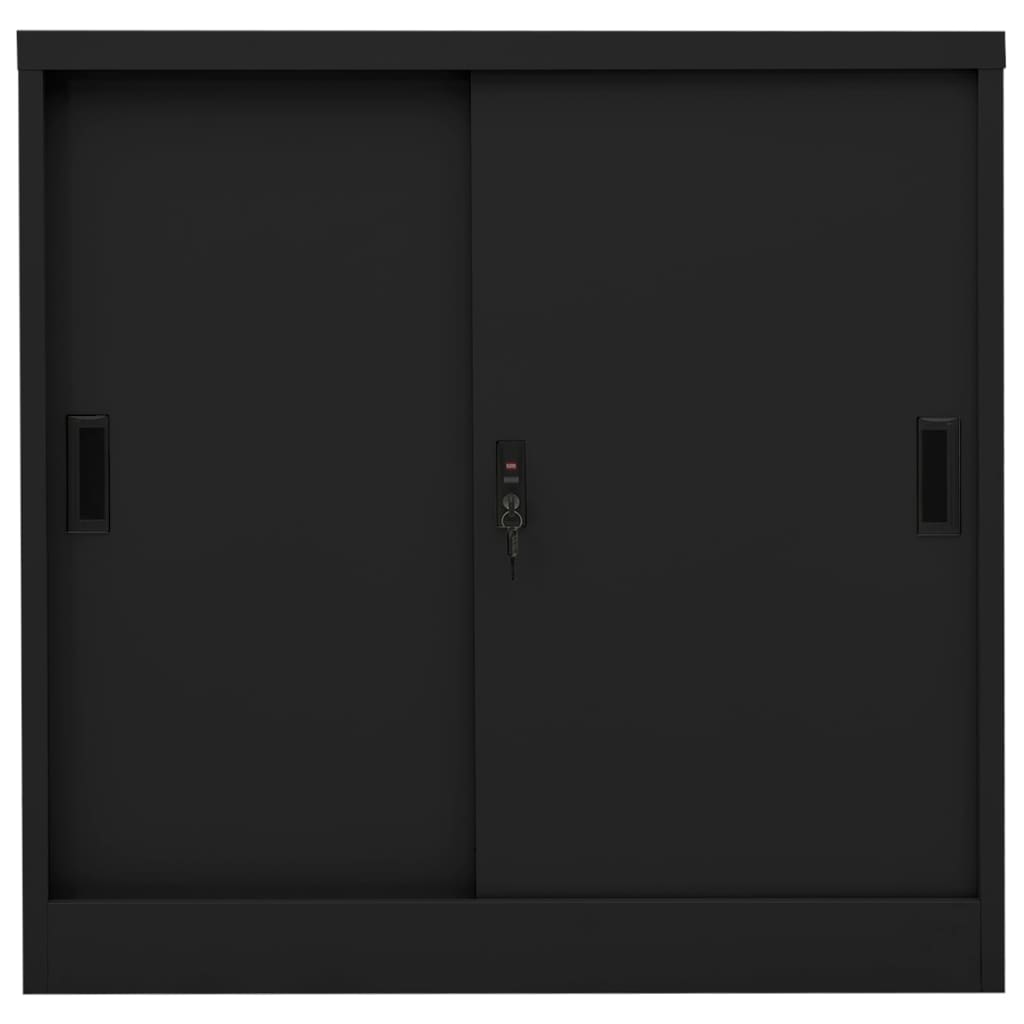 vidaXL Dulap de birou cu ușă glisantă, negru, 90x40x90 cm, oțel vidaXL Dulap de birou cu ușă glisantă, negru, 90x40x90 cm, oțel