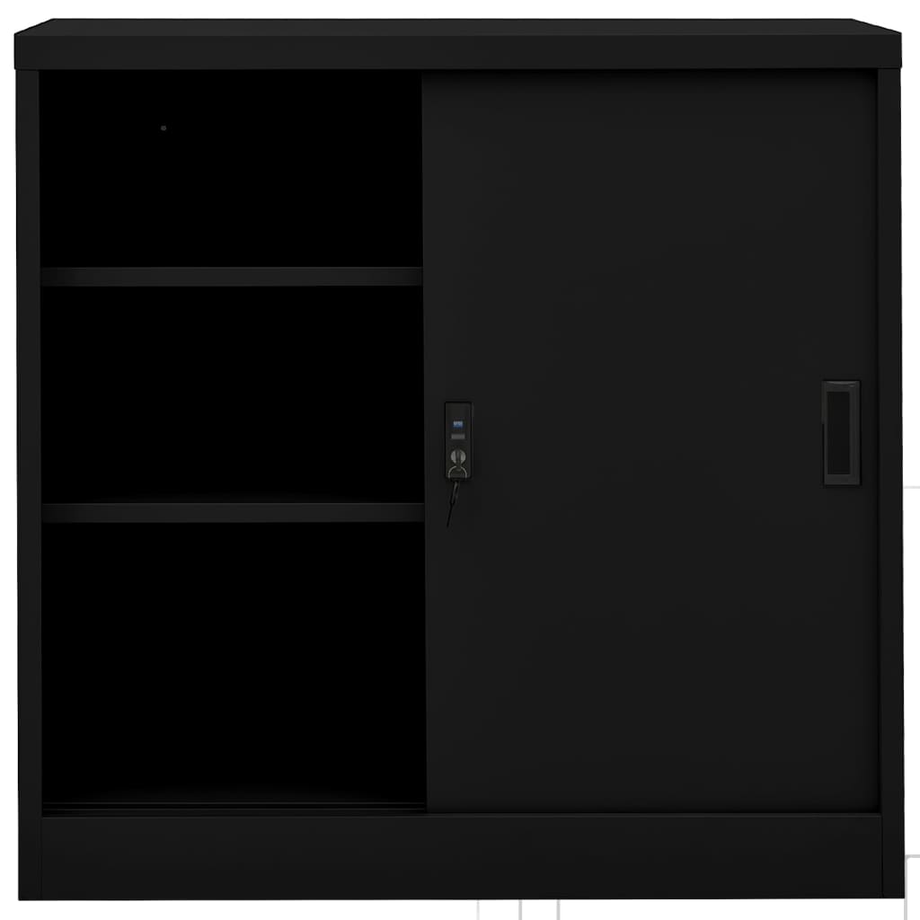 vidaXL Dulap de birou cu ușă glisantă, negru, 90x40x90 cm, oțel vidaXL Dulap de birou cu ușă glisantă, negru, 90x40x90 cm, oțel