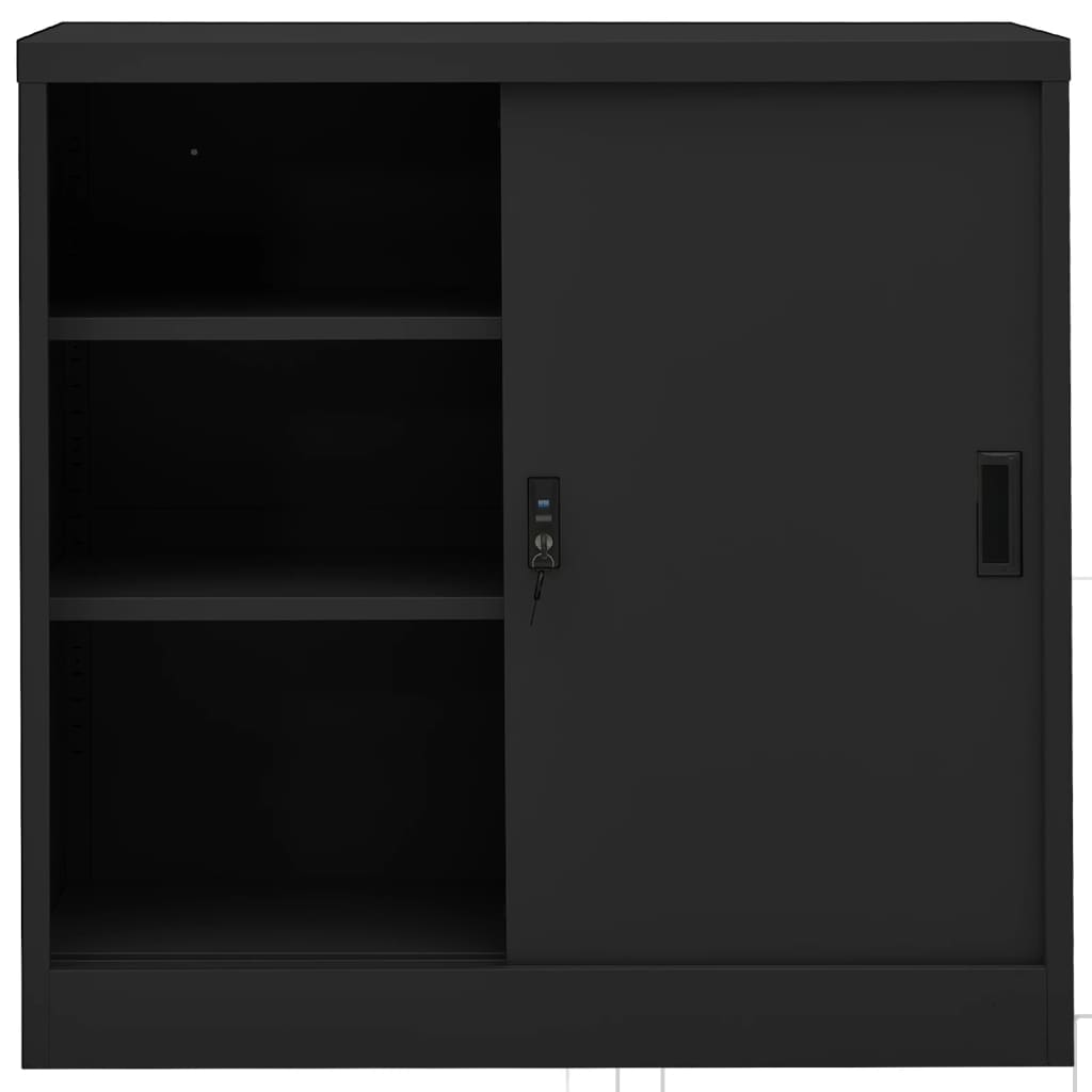 vidaXL Dulap de birou cu ușă glisantă, antracit, 90x40x90 cm, oțel