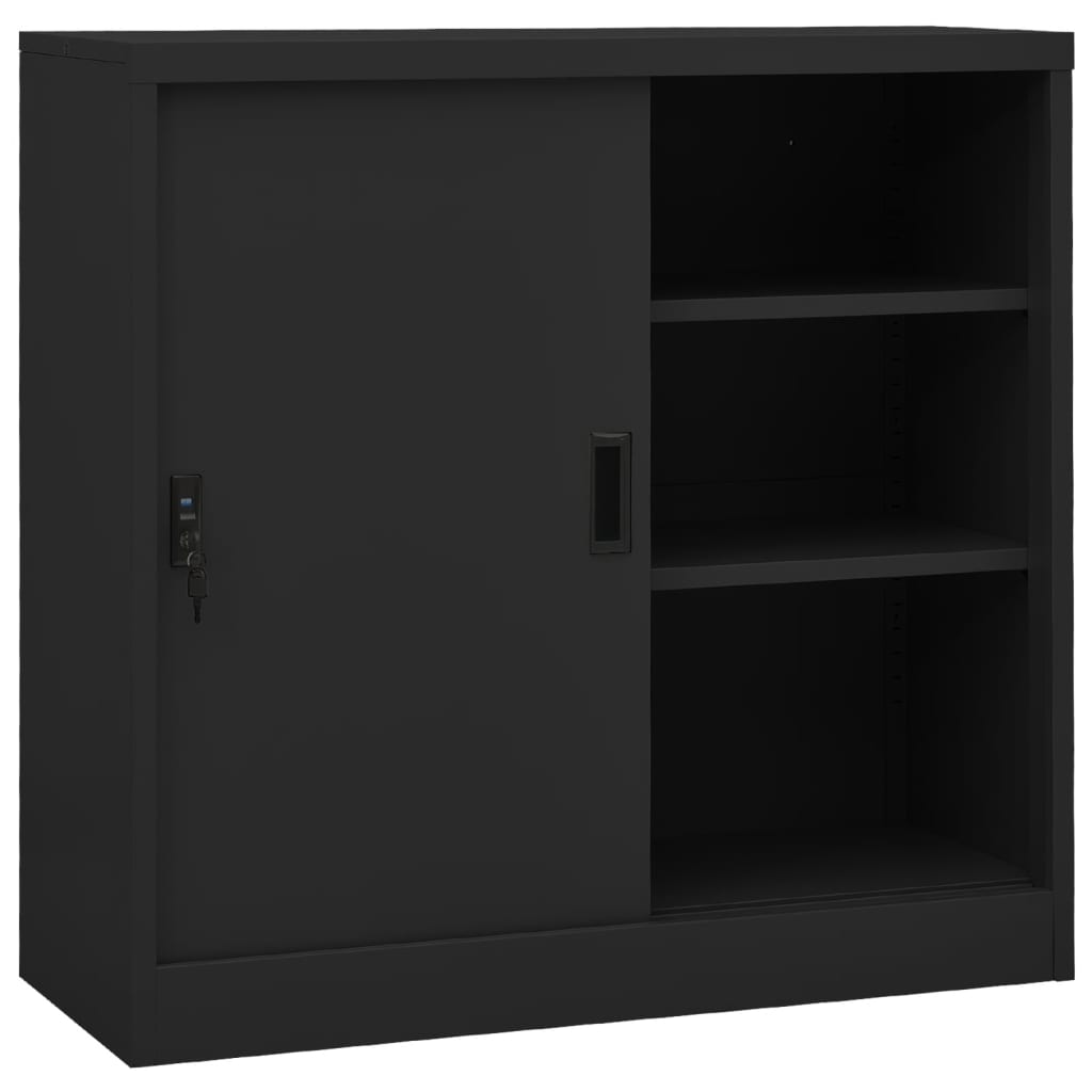vidaXL Dulap de birou cu ușă glisantă, antracit, 90x40x90 cm, oțel