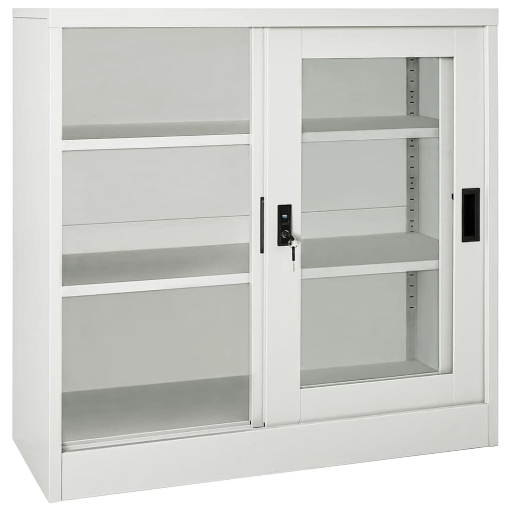 vidaXL Dulap cu ușă glisantă, gri deschis, 90x40x90 cm, oțel vidaXL Dulap cu ușă glisantă, gri deschis, 90x40x90 cm, oțel