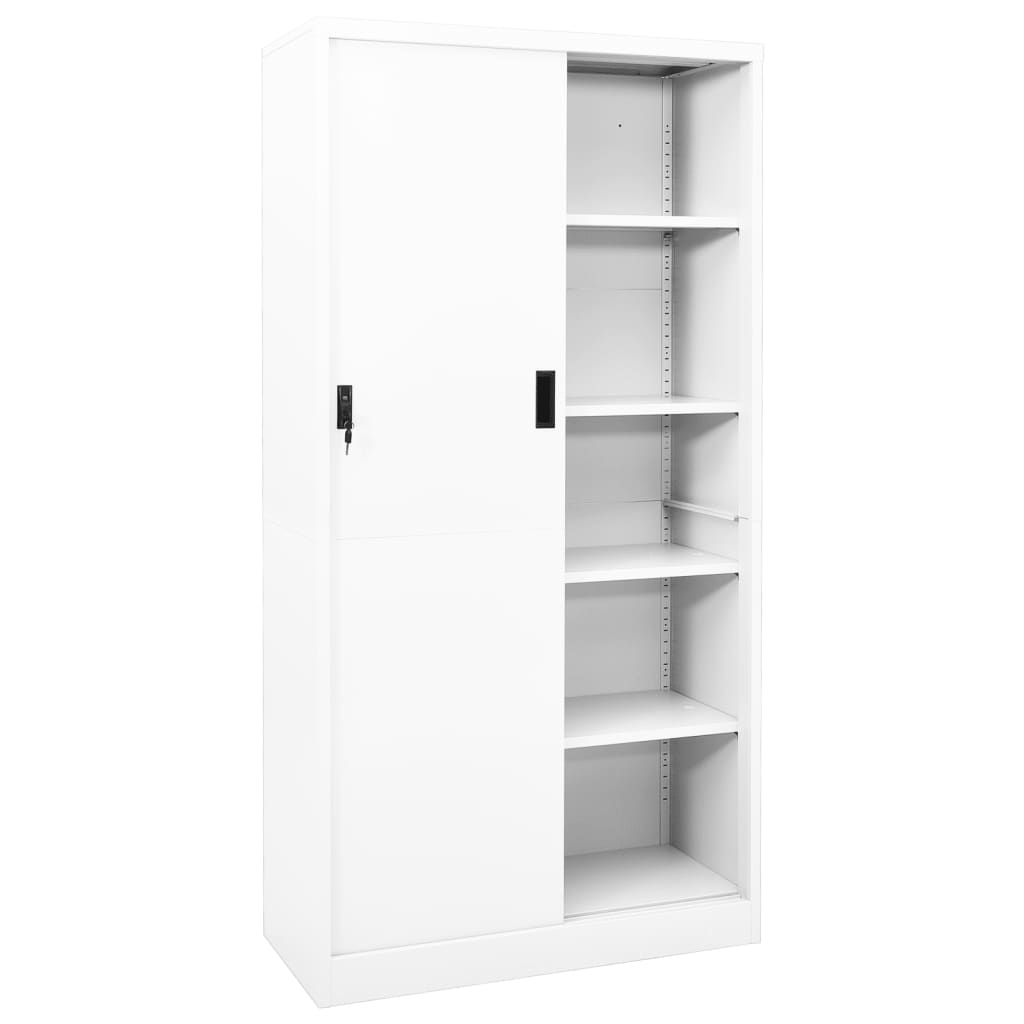 vidaXL Dulap de birou cu ușă glisantă, alb, 90x40x180 cm, oțel