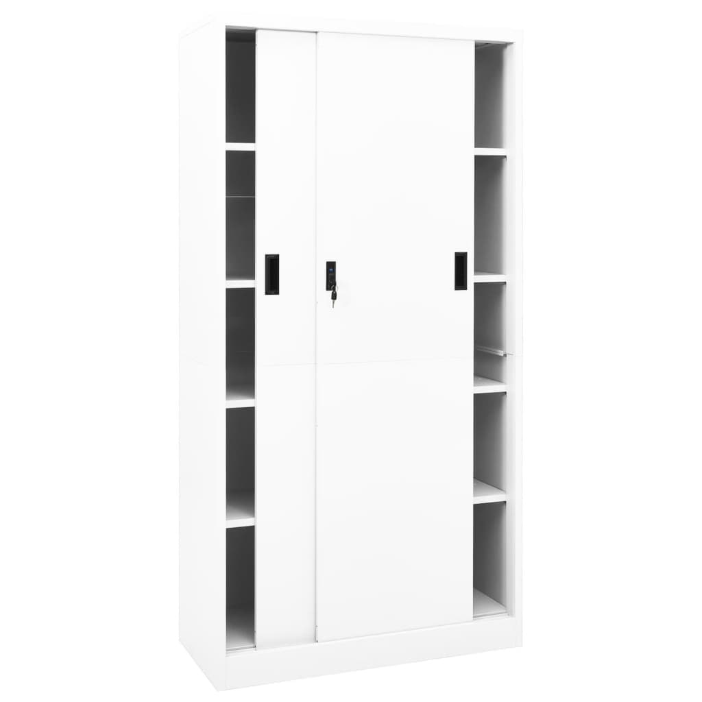 vidaXL Dulap de birou cu ușă glisantă, alb, 90x40x180 cm, oțel