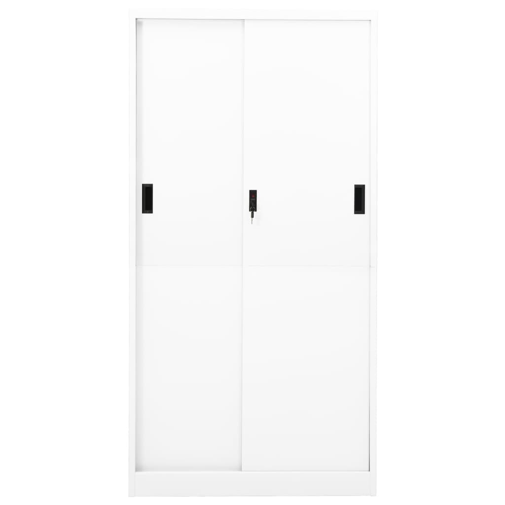 vidaXL Dulap de birou cu ușă glisantă, alb, 90x40x180 cm, oțel
