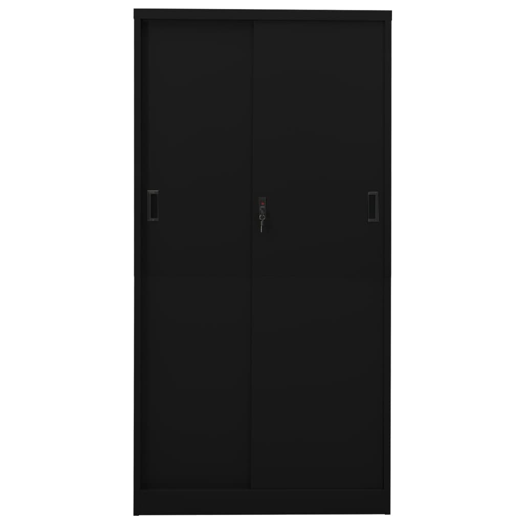 vidaXL Dulap de birou cu ușă glisantă, negru, 90x40x180 cm, oțel vidaXL Dulap de birou cu ușă glisantă, negru, 90x40x180 cm, oțel