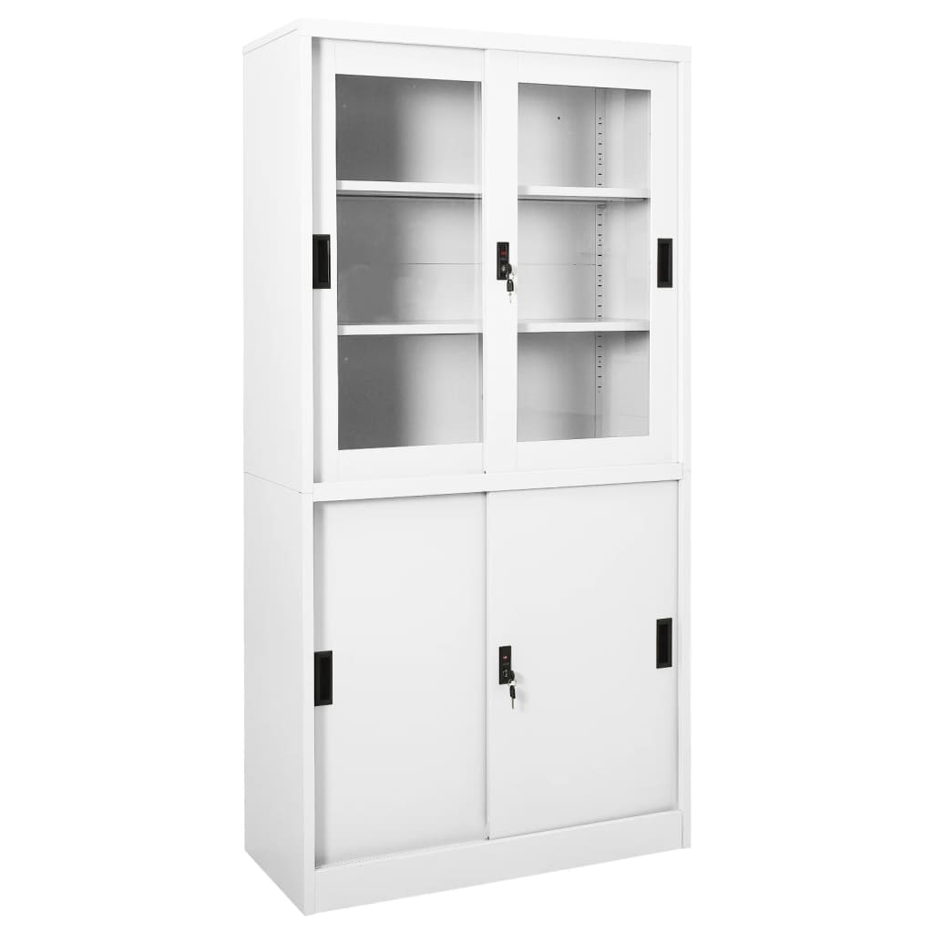 vidaXL Dulap de birou cu ușă glisantă, alb, 90x40x180 cm, oțel vidaXL Dulap de birou cu ușă glisantă, alb, 90x40x180 cm, oțel