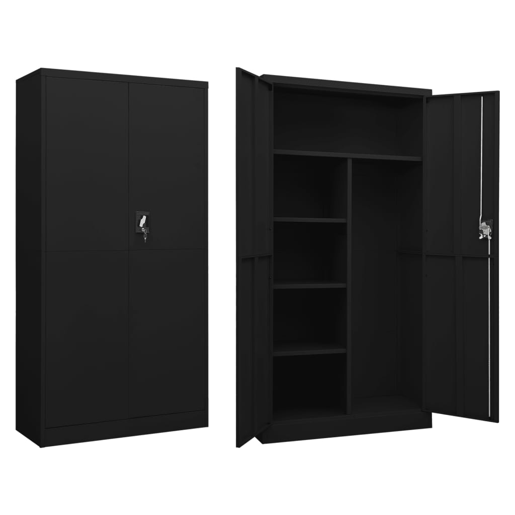 vidaXL Fișet, negru, 90x40x180 cm, oțel vidaXL Fișet, negru, 90x40x180 cm, oțel