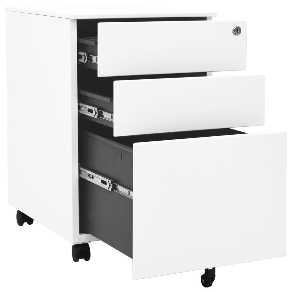 vidaXL Dulap dosare mobil, alb, 39x45x60 cm, oțel vidaXL Dulap dosare mobil, alb, 39x45x60 cm, oțel