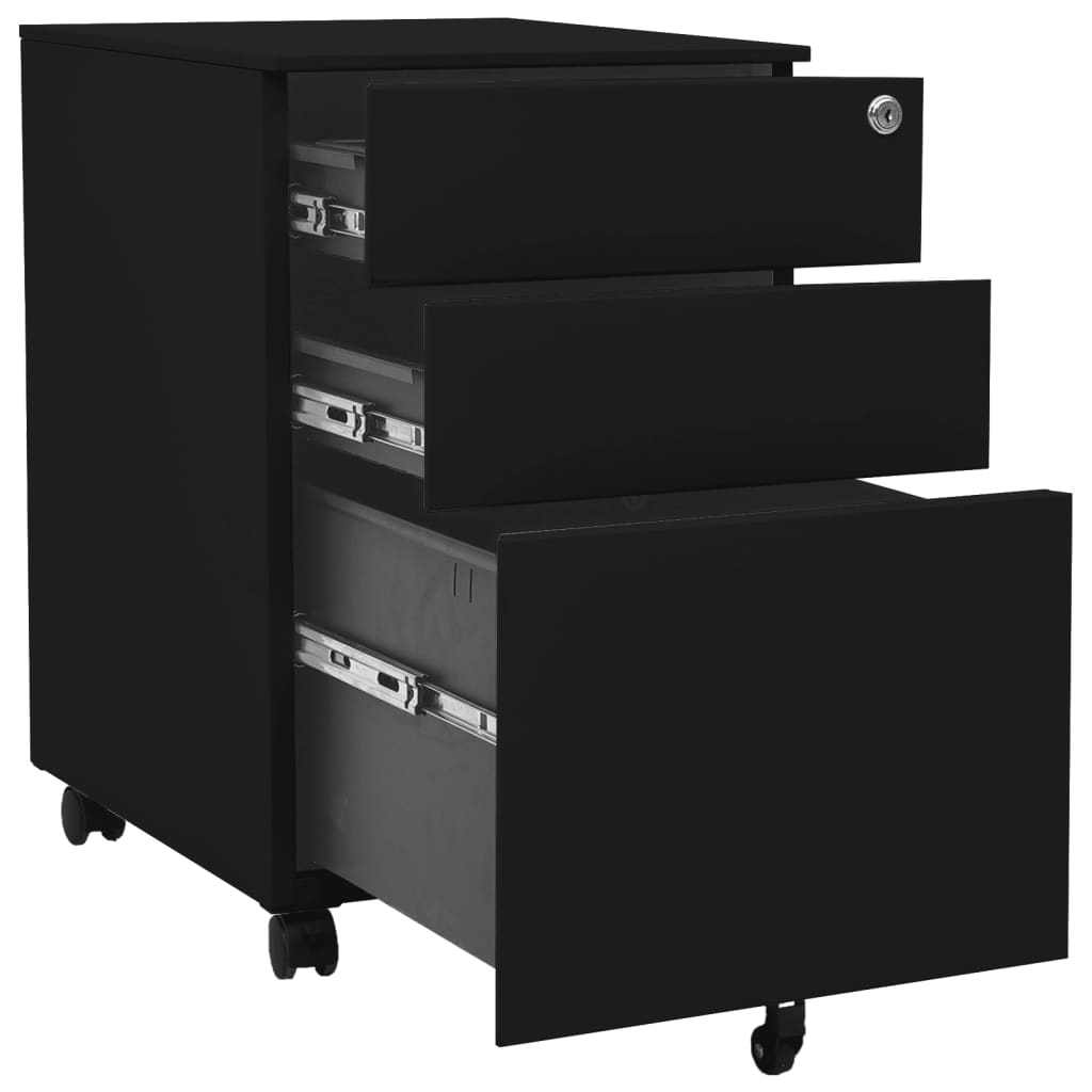 vidaXL Dulap dosare mobil, negru, 39x45x60 cm, oțel vidaXL Dulap dosare mobil, negru, 39x45x60 cm, oțel
