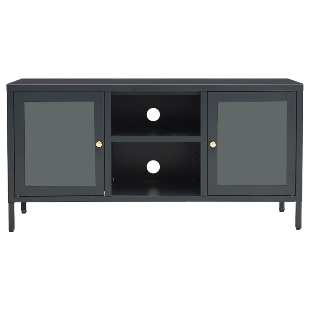 vidaXL Dulap TV, antracit, 105x35x52 cm, oțel și sticlă