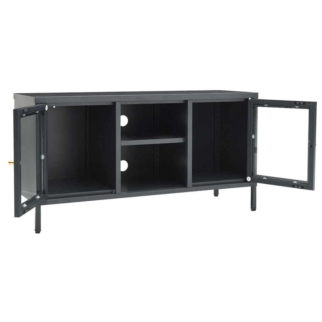 vidaXL Dulap TV, antracit, 105x35x52 cm, oțel și sticlă