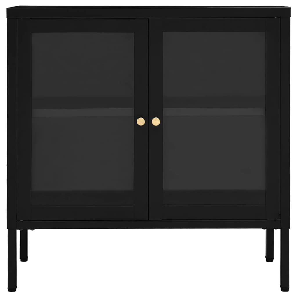 vidaXL Servantă, negru, 70x35x70 cm, oțel și sticlă