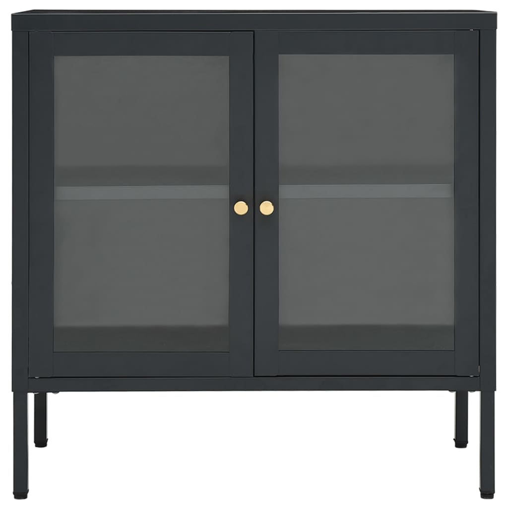 vidaXL Servantă, antracit, 70x35x70 cm, oțel și sticlă vidaXL Servantă, antracit, 70x35x70 cm, oțel și sticlă